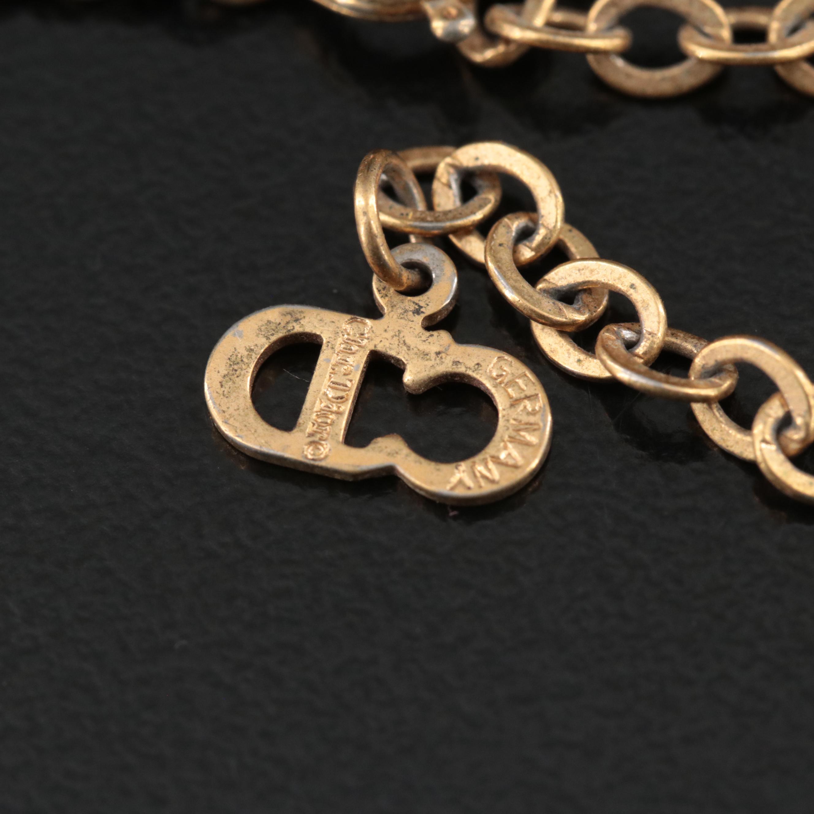 Vintage Christian Dior Logo Heart Pendant Necklace