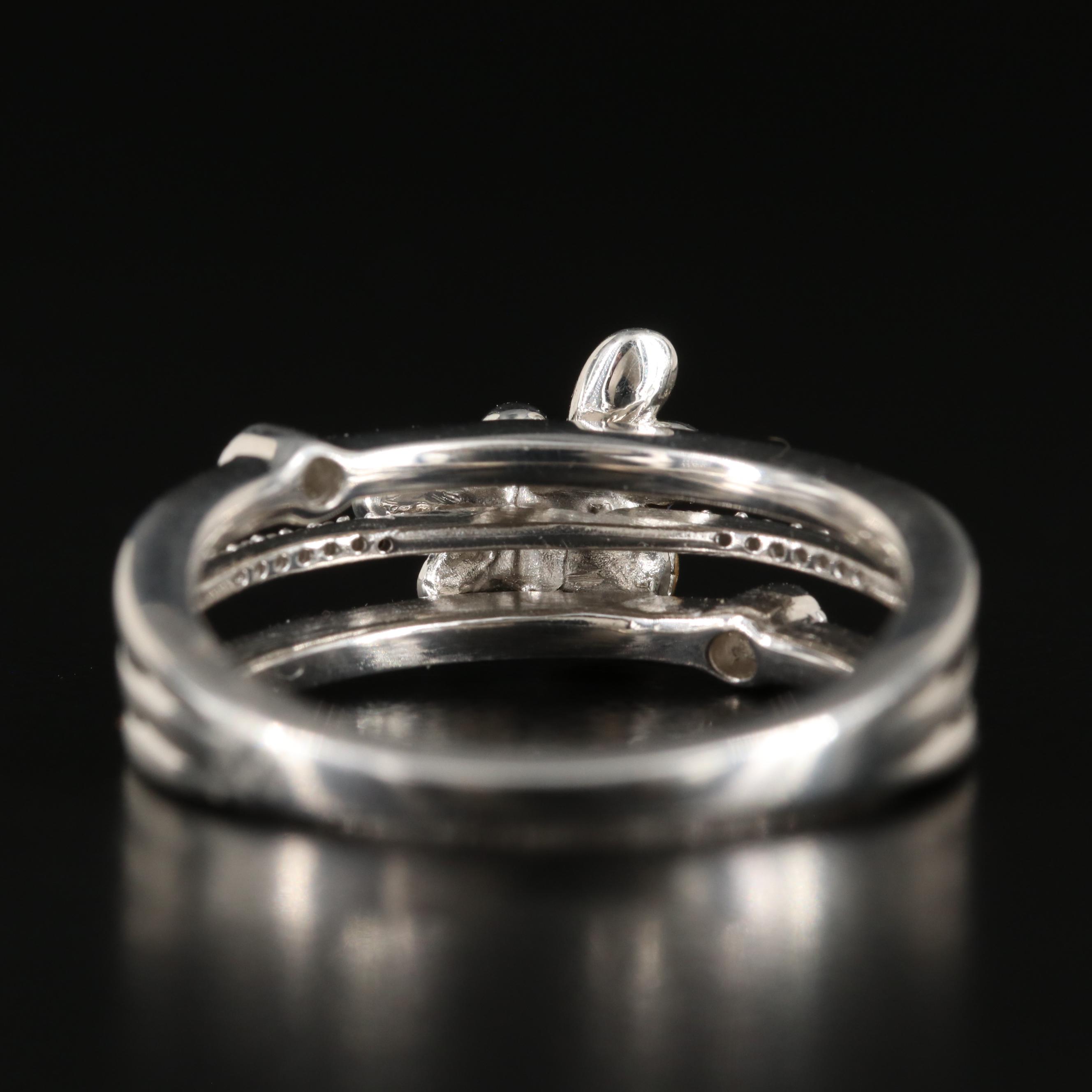 Sterling Diamond Bee Ring with 10K Accents