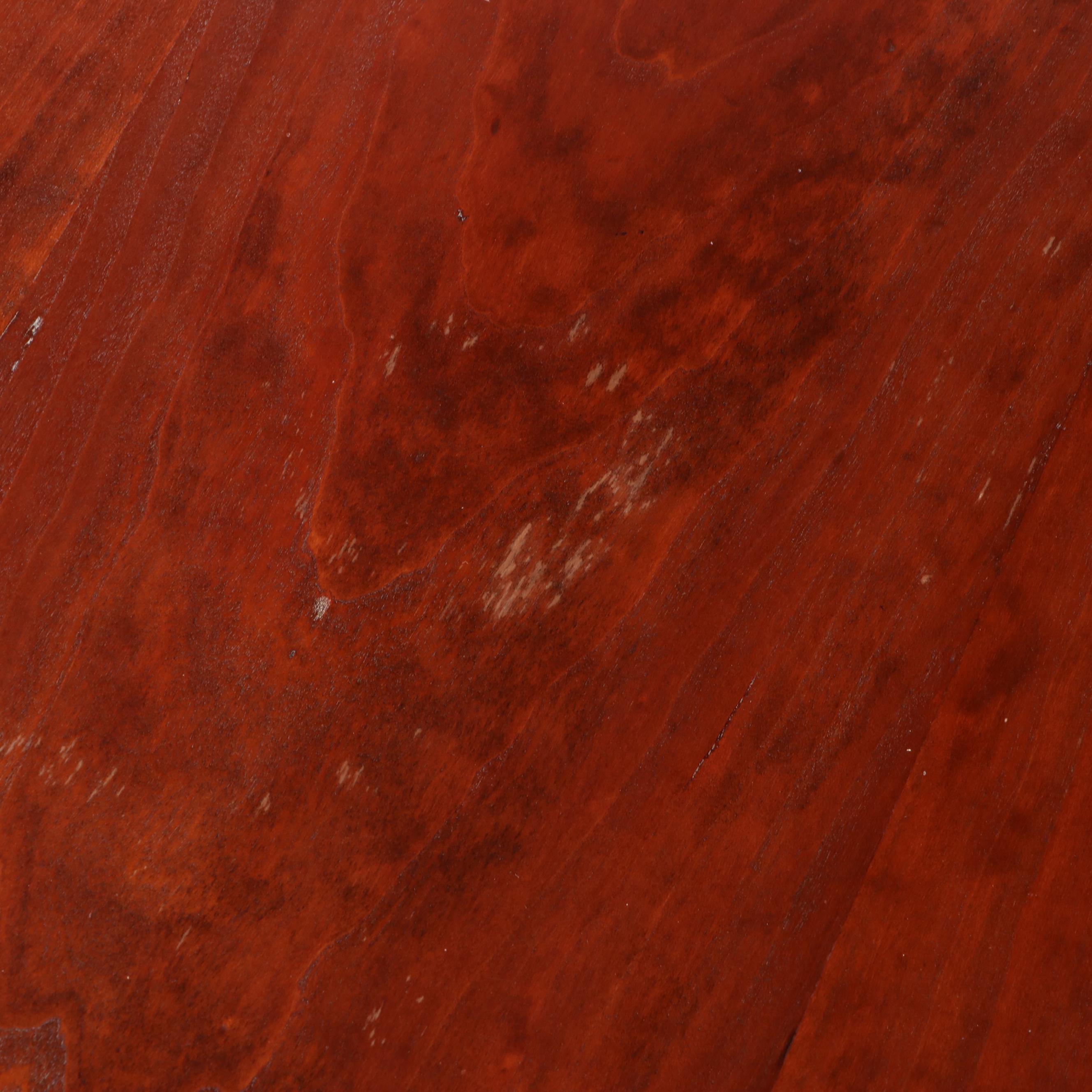 American Colonial Style Cherrywood and Green-Painted Trestle-Base Dining Table