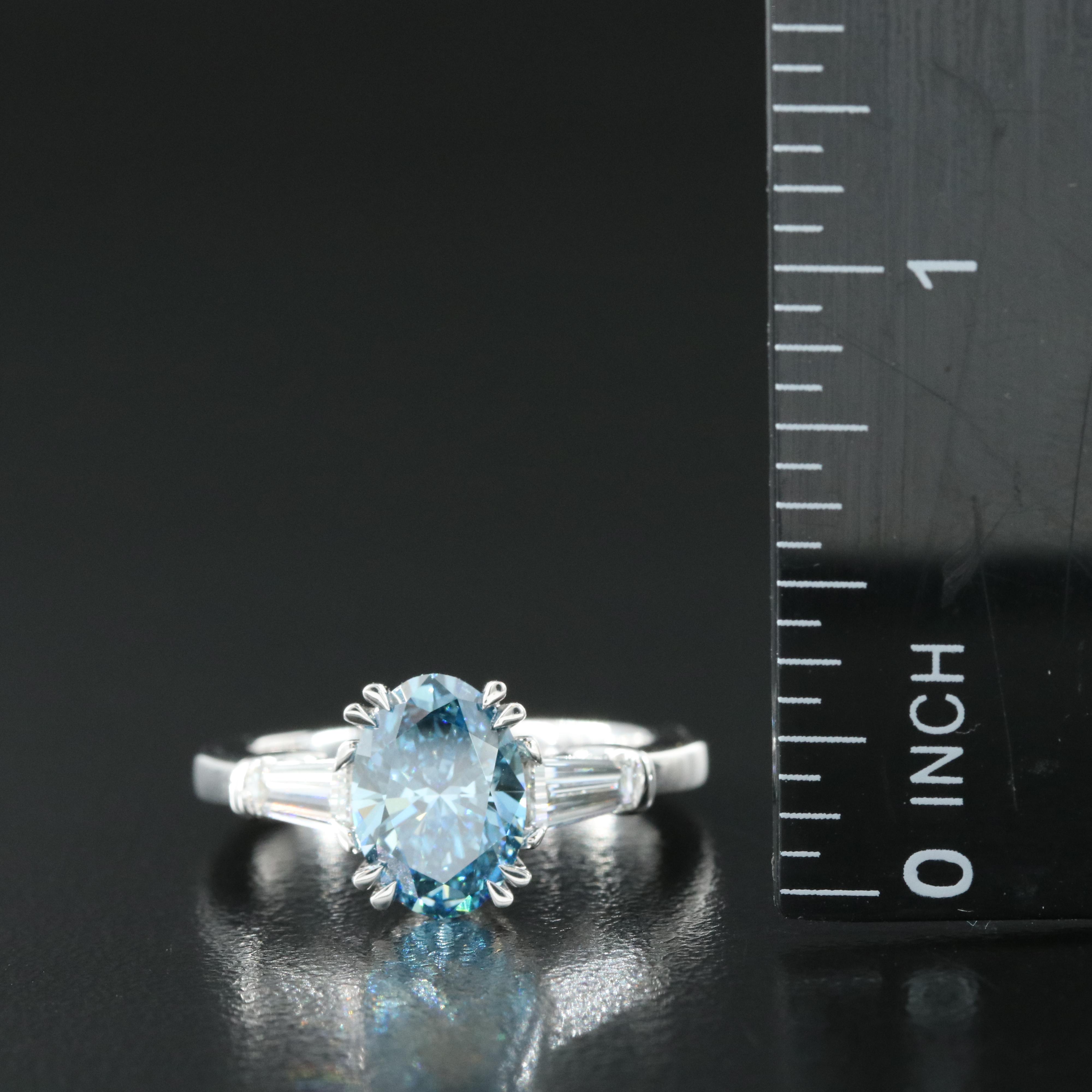 EFFY 14K 2.26 CTW Lab Grown Diamond Ring with Fancy Dark Blue Center