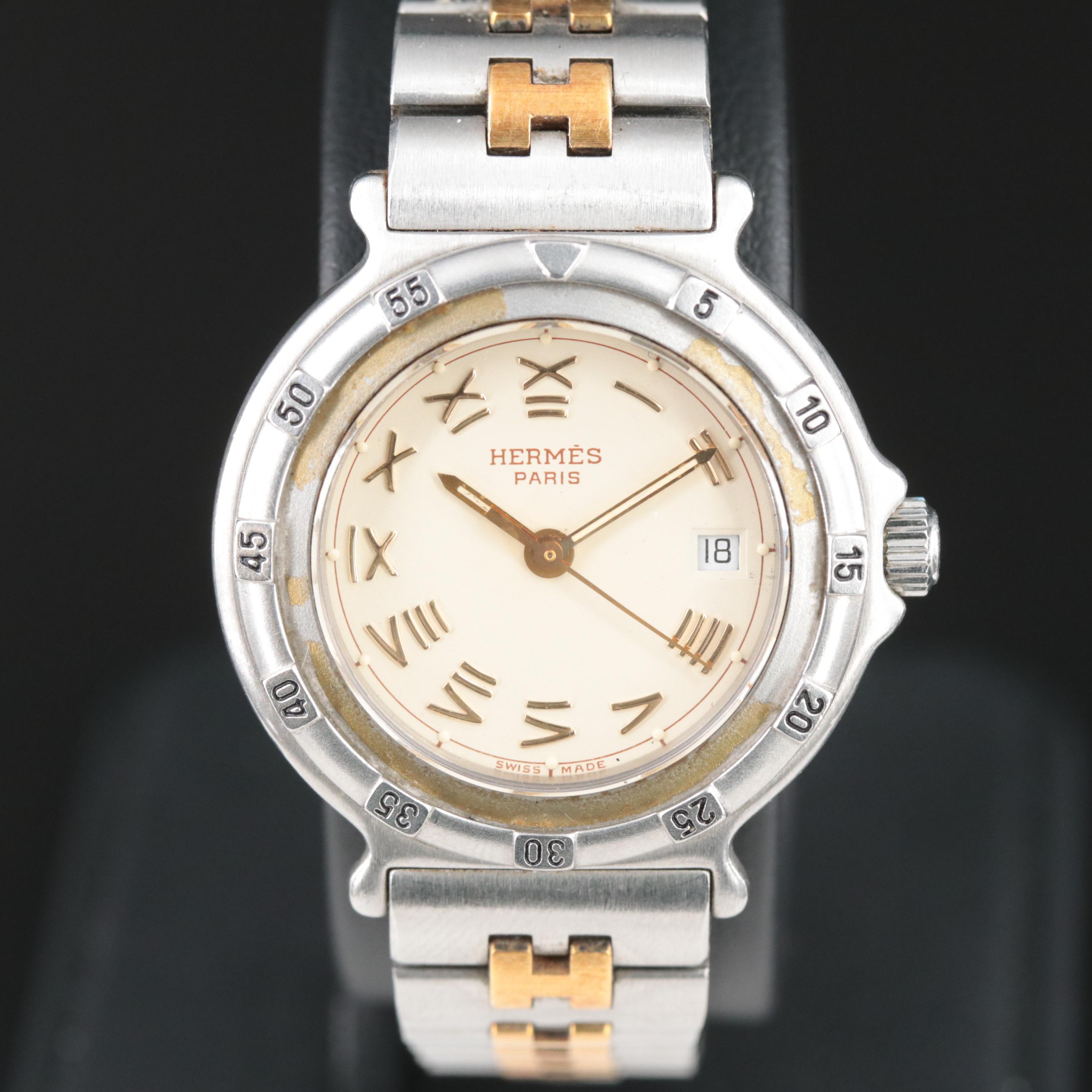 Hermès Clipper Water Resistant Swiss Made Quartz Watch With Box