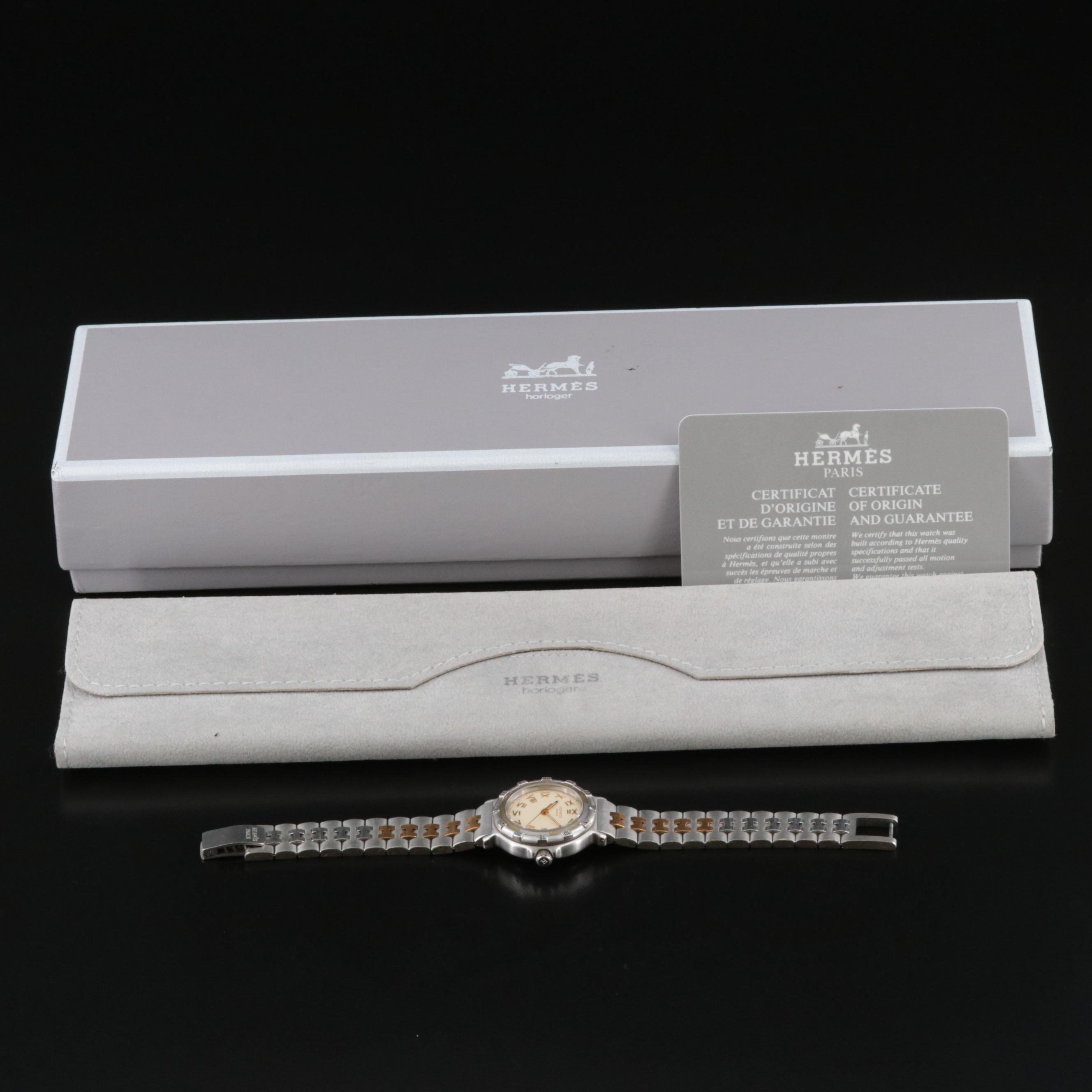 Hermès Clipper Water Resistant Swiss Made Quartz Watch With Box