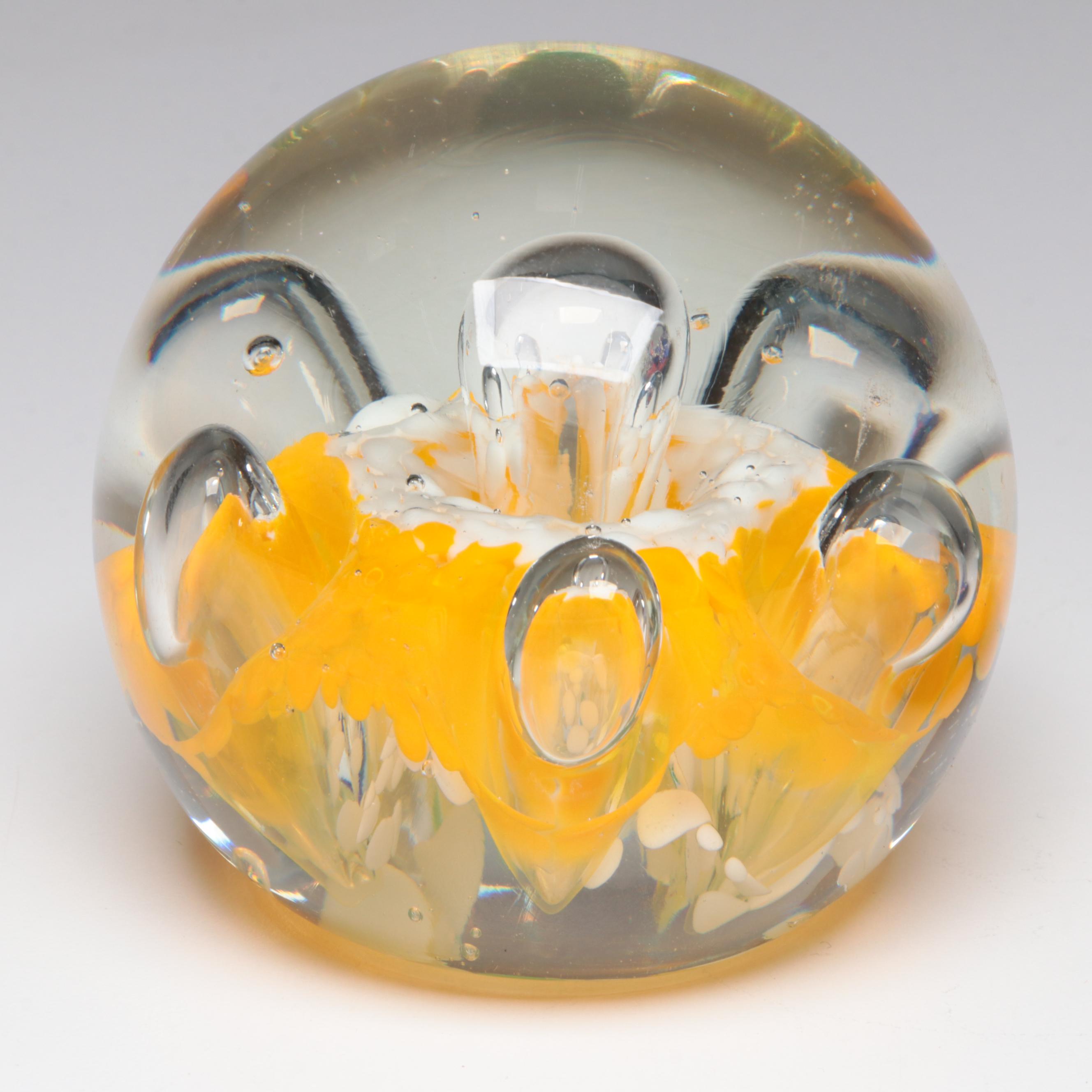 Gold Fish Motif Glass Paperweight with Murano Style Glass Paperweights