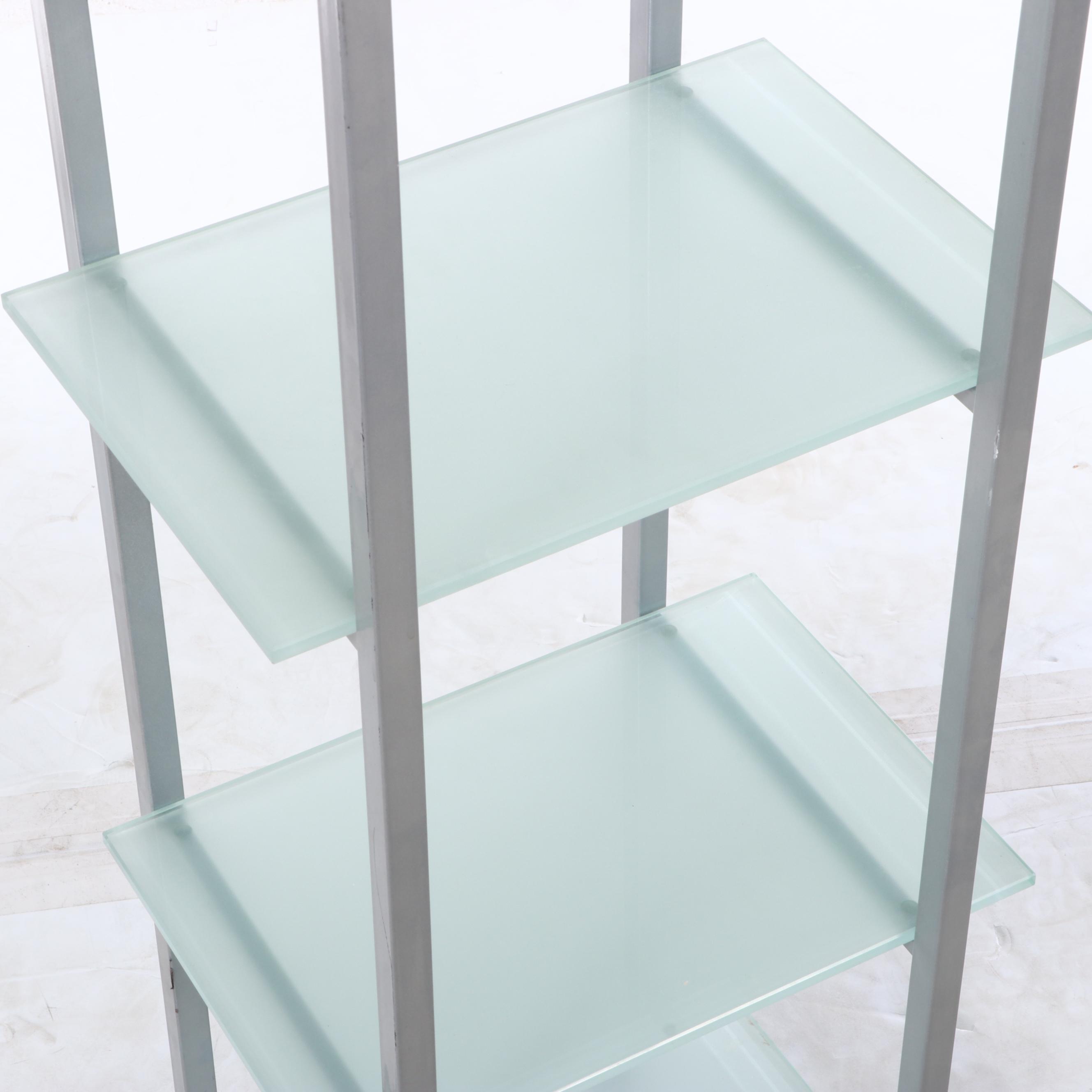 Steel and Frosted Glass Shelving Unit