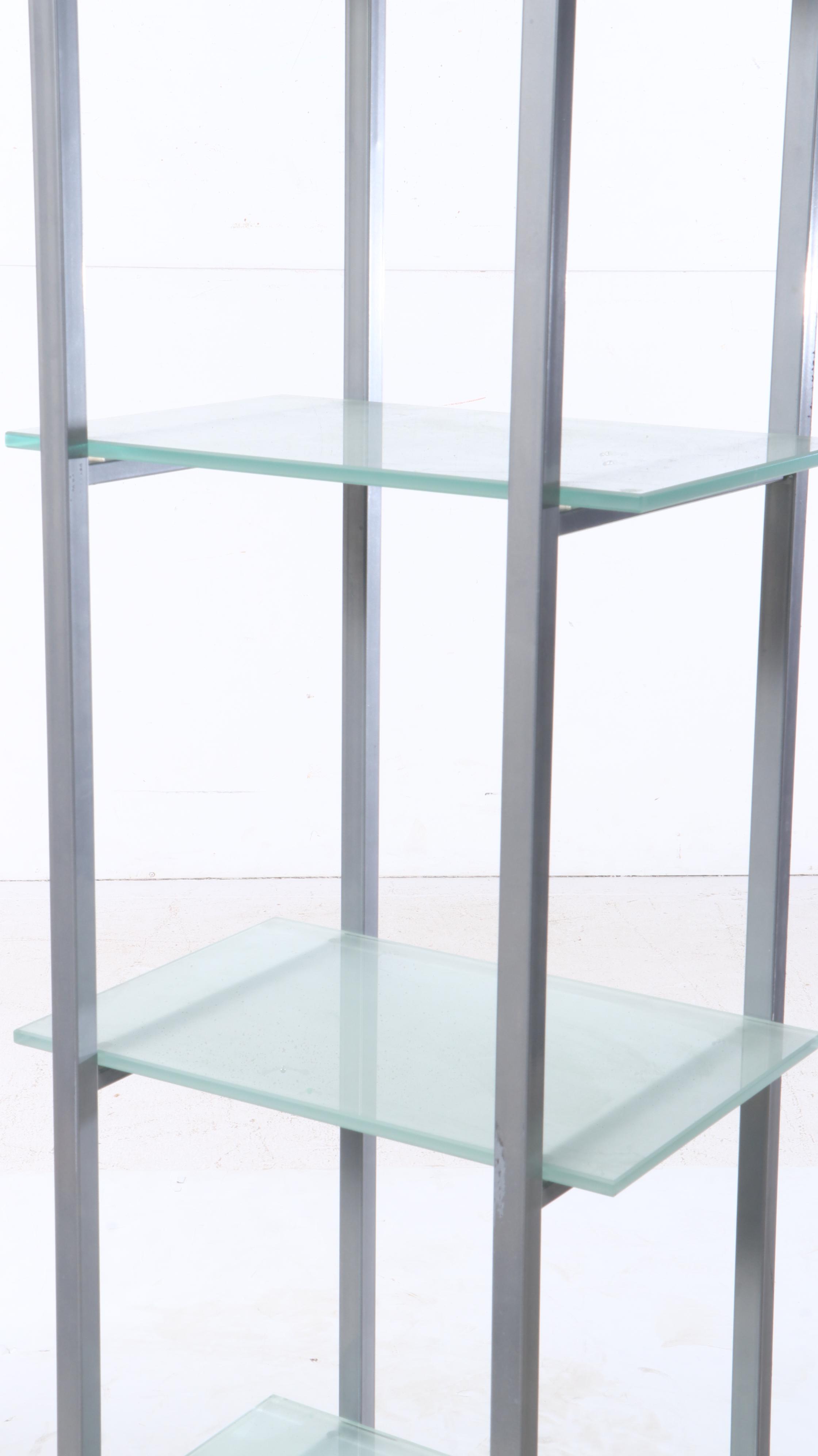 Steel and Frosted Glass Shelving Unit