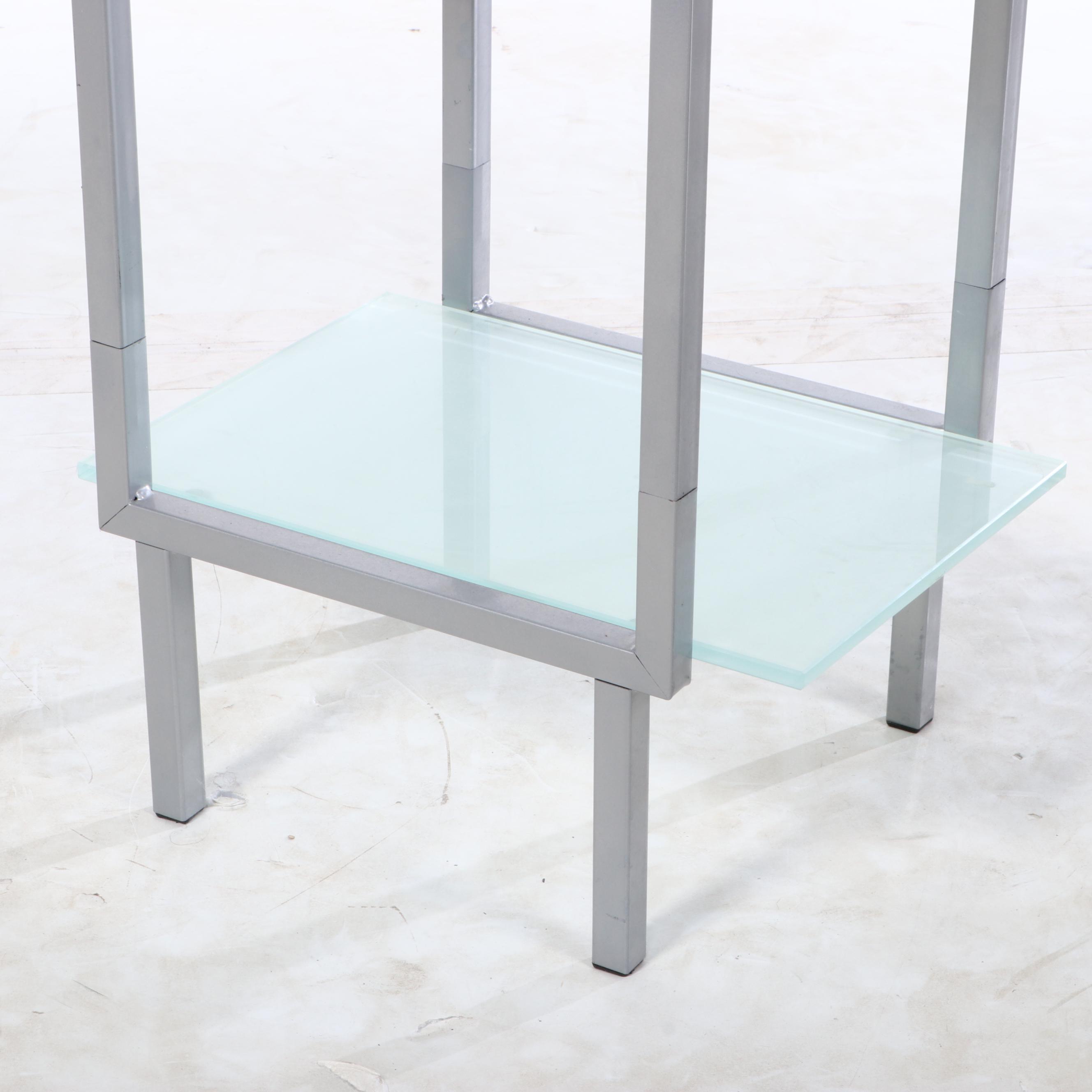 Steel and Frosted Glass Shelving Unit