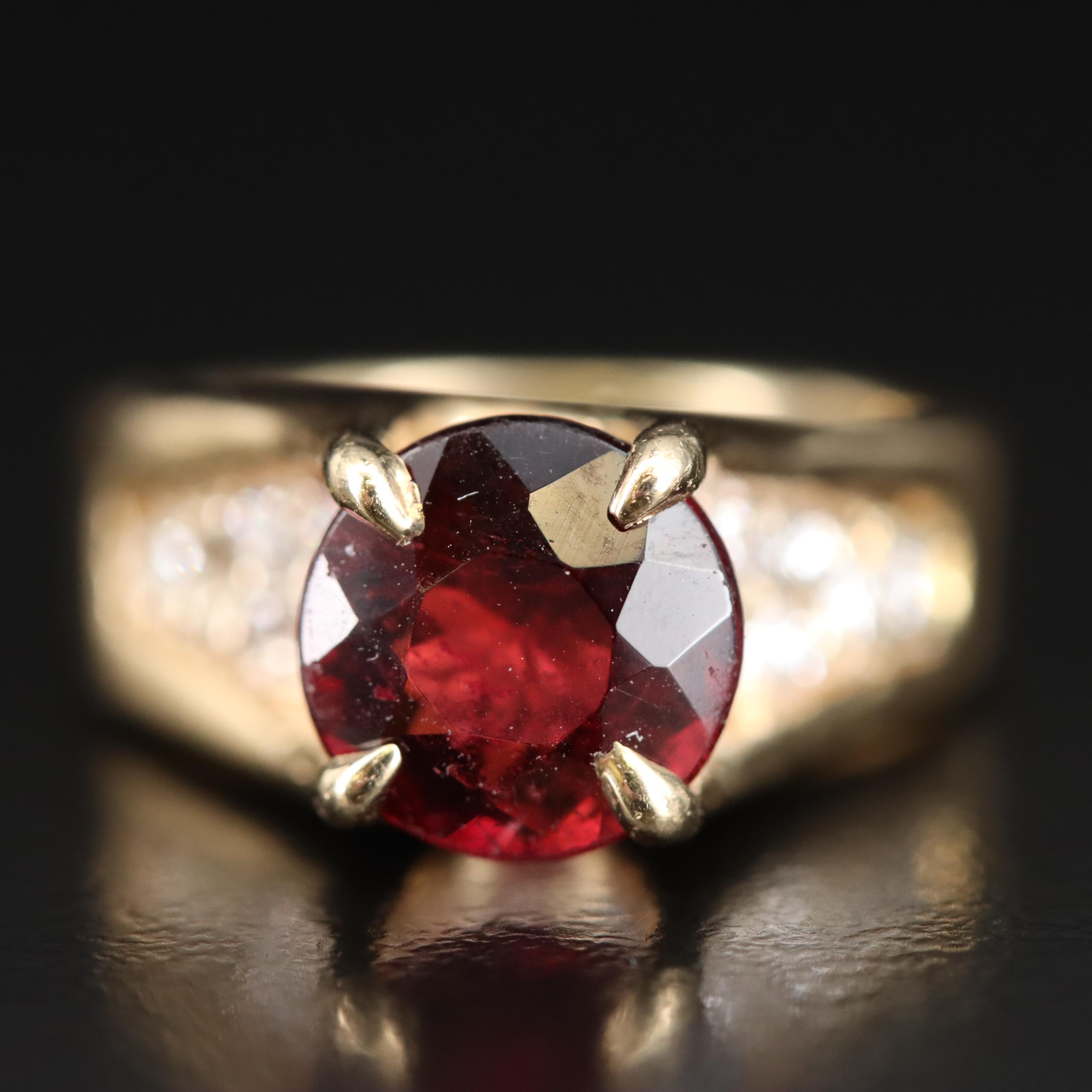 14K Rubellite and Diamond Ring