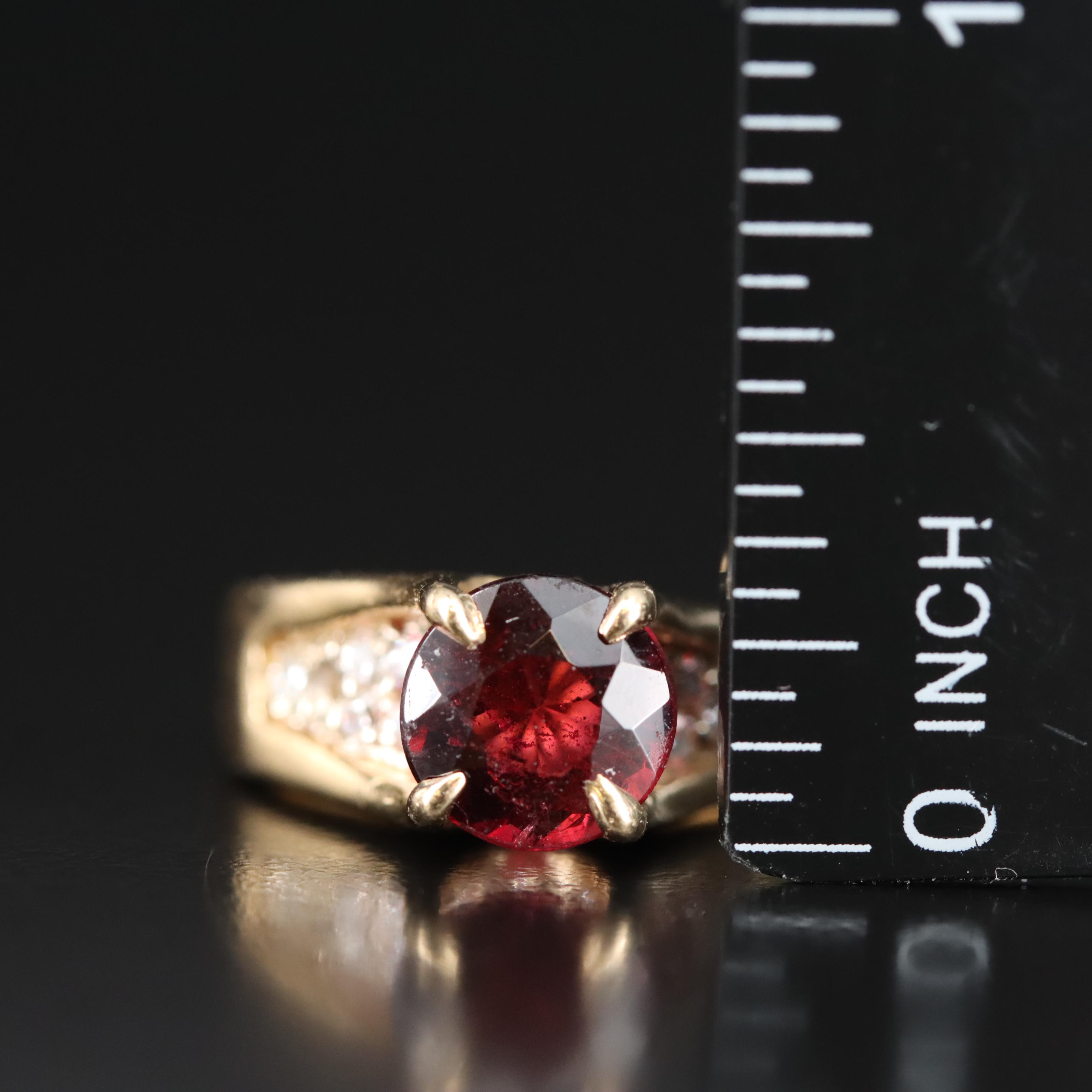 14K Rubellite and Diamond Ring