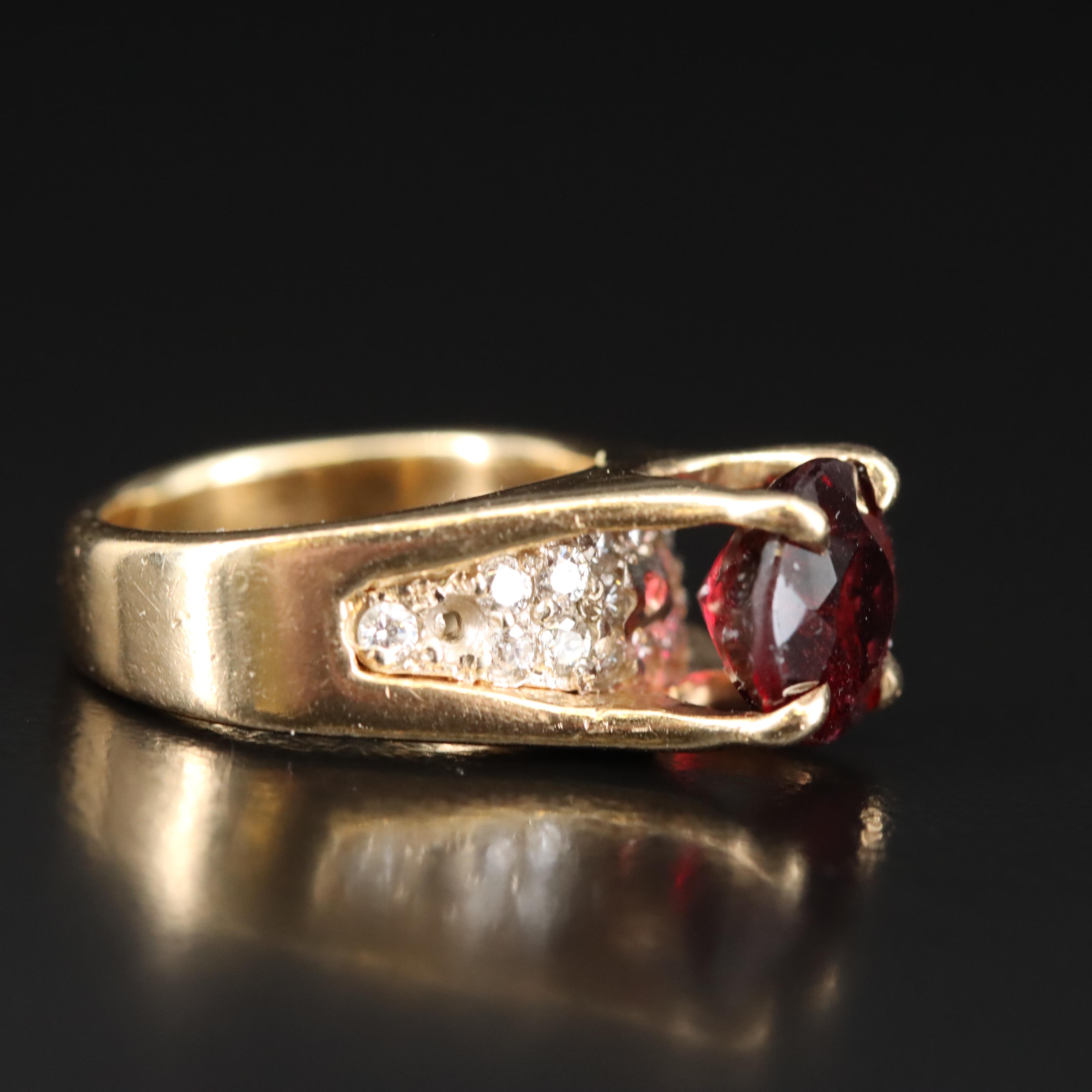 14K Rubellite and Diamond Ring