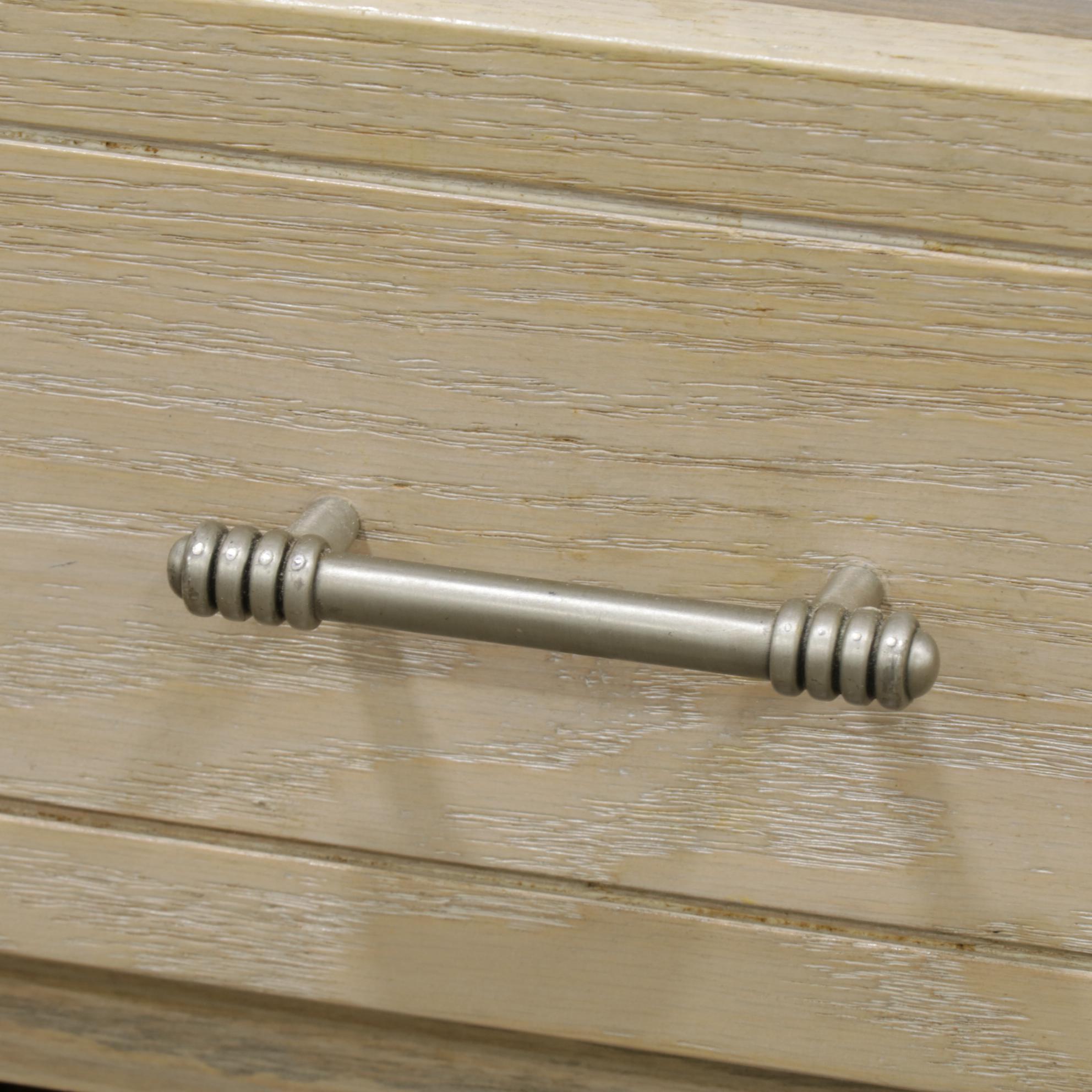 Contemporary Planked and White-Washed Oak Finish Kitchen Cabinets