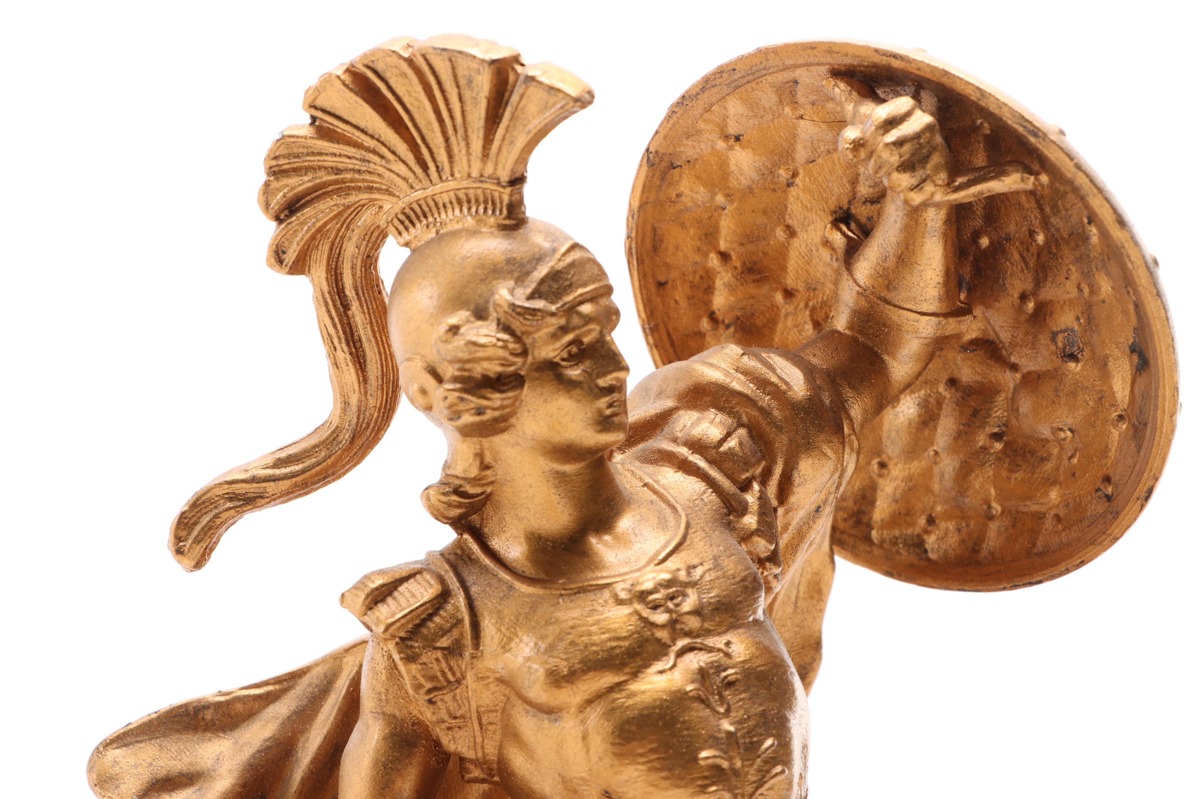 Victorian Gold-Painted Spelter Sculpture of a Classical Soldier, Circa 1900