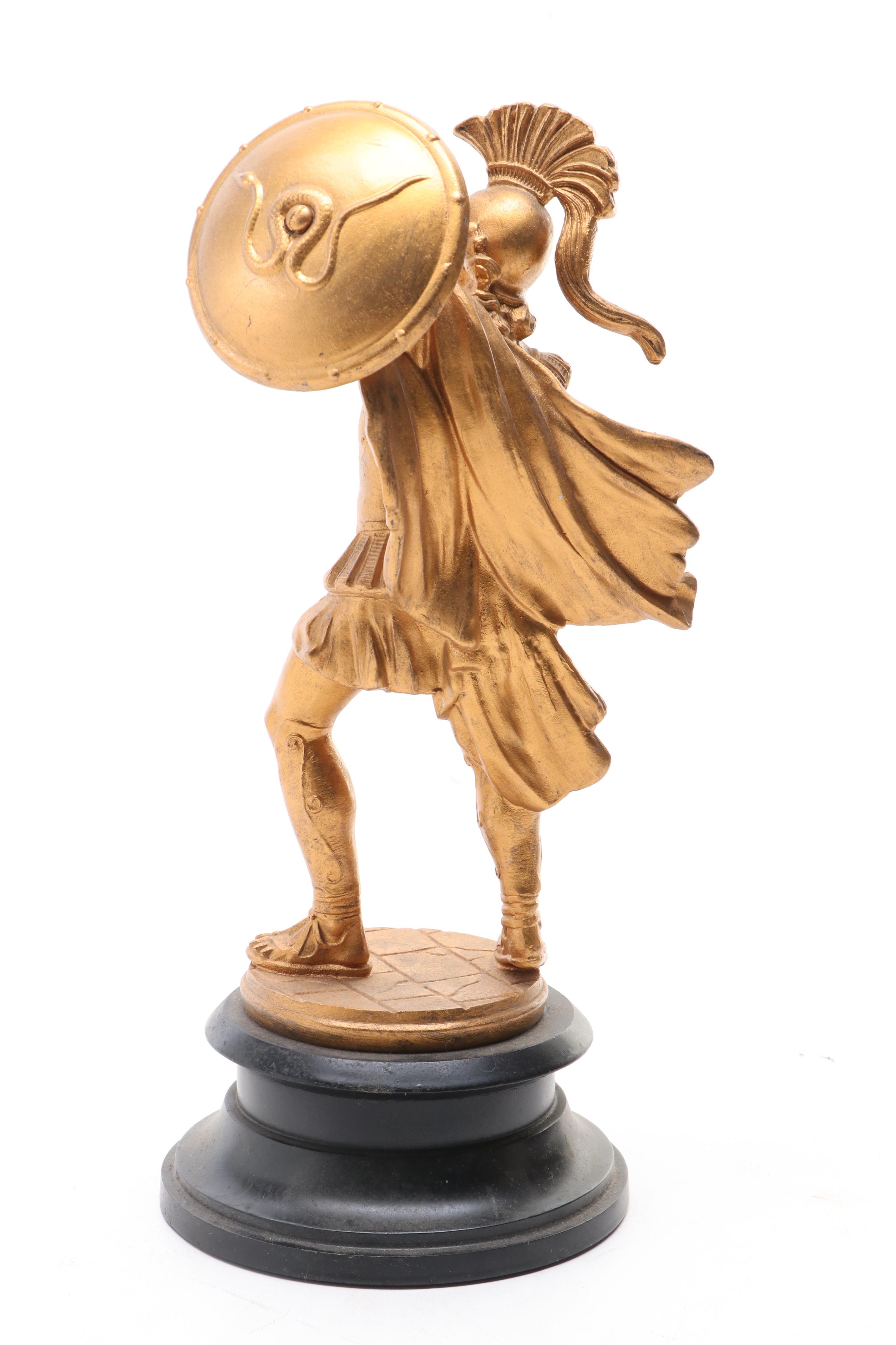 Victorian Gold-Painted Spelter Sculpture of a Classical Soldier, Circa 1900