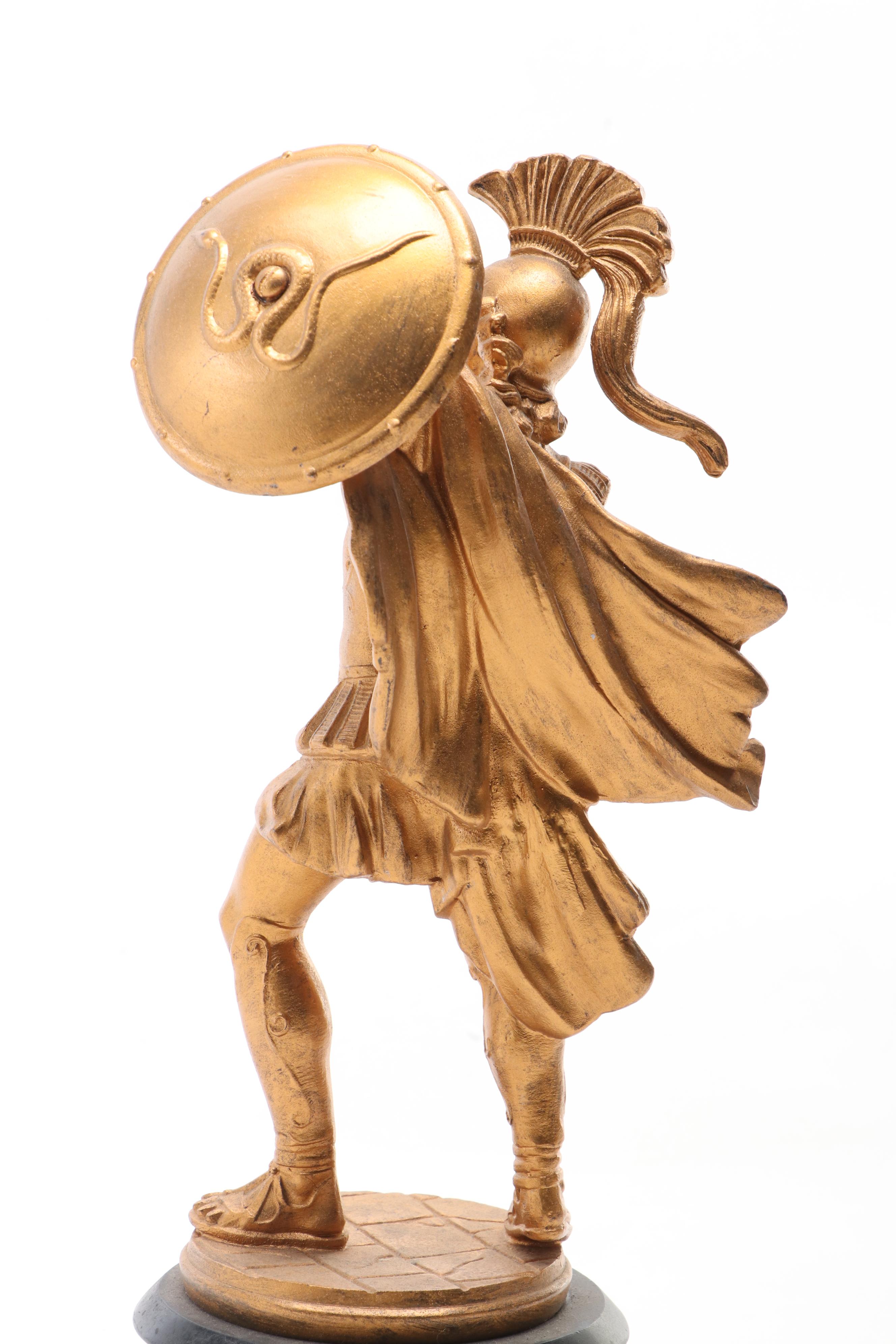 Victorian Gold-Painted Spelter Sculpture of a Classical Soldier, Circa 1900