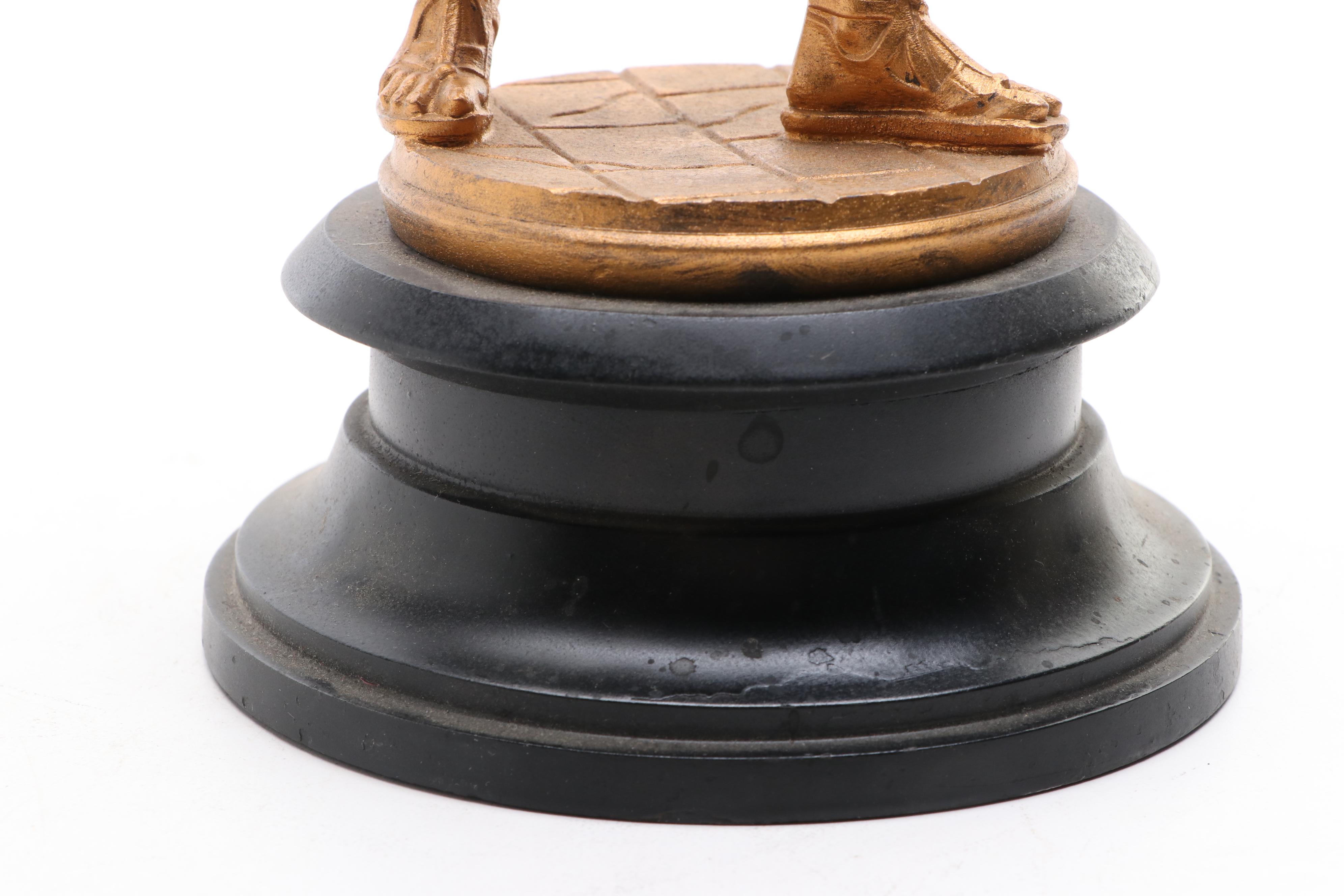 Victorian Gold-Painted Spelter Sculpture of a Classical Soldier, Circa 1900