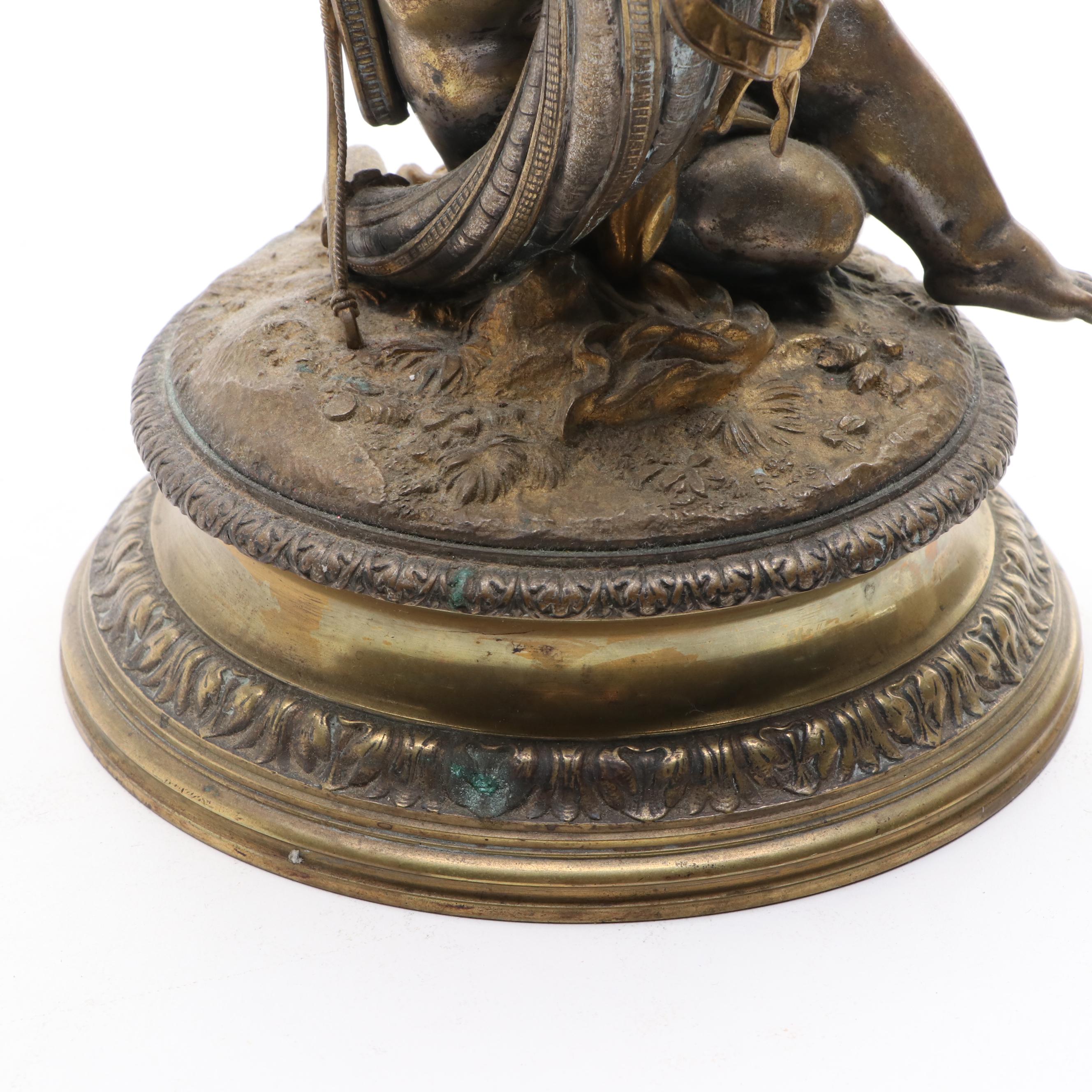 French Gilt Bronze Cornucopia Vase with Model of Cupid, 18th or 19th Century