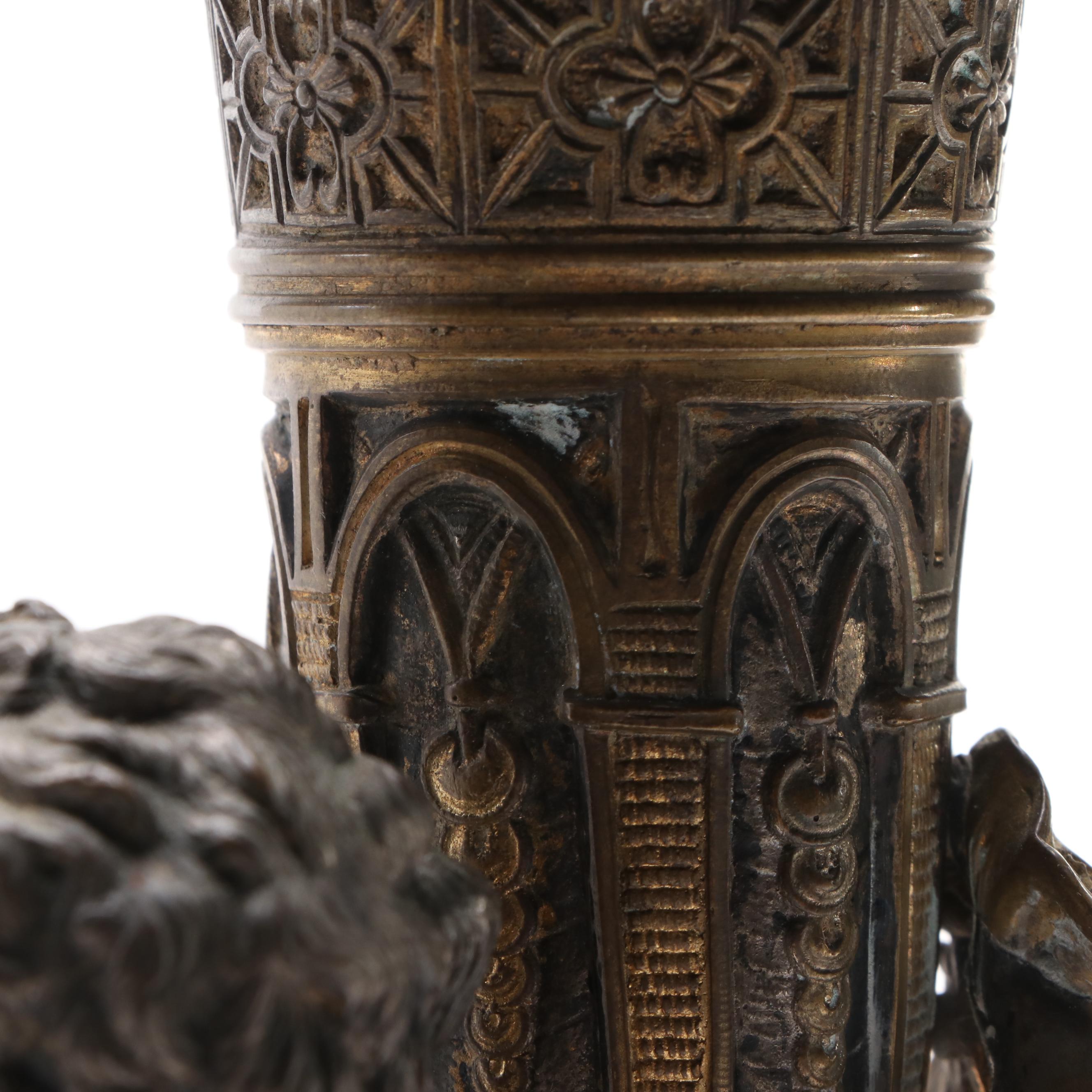 French Gilt Bronze Cornucopia Vase with Model of Cupid, 18th or 19th Century