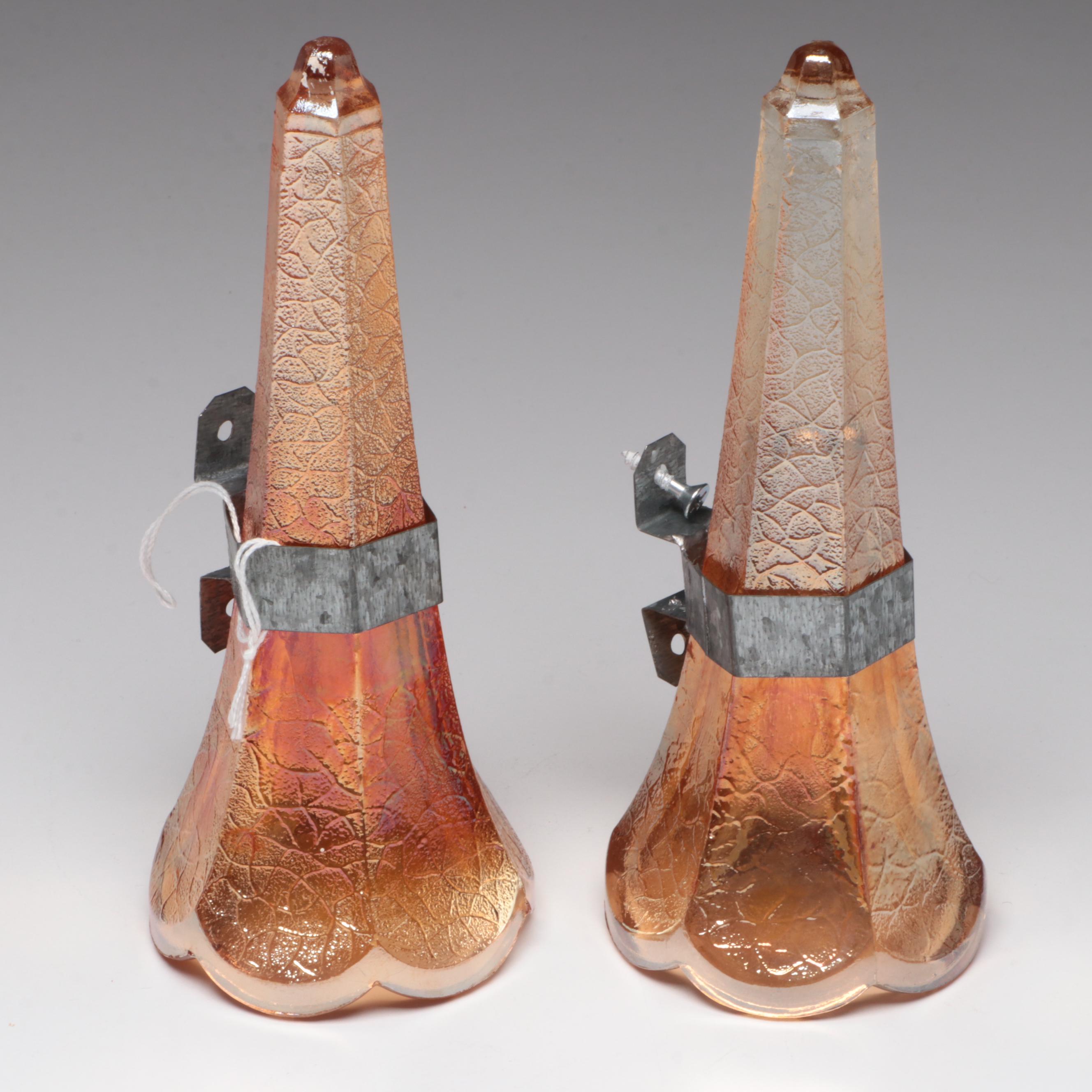 Dunbar Lidded Pink Glass Pitcher with Blown Glass Rose Bowl and Wall Pockets