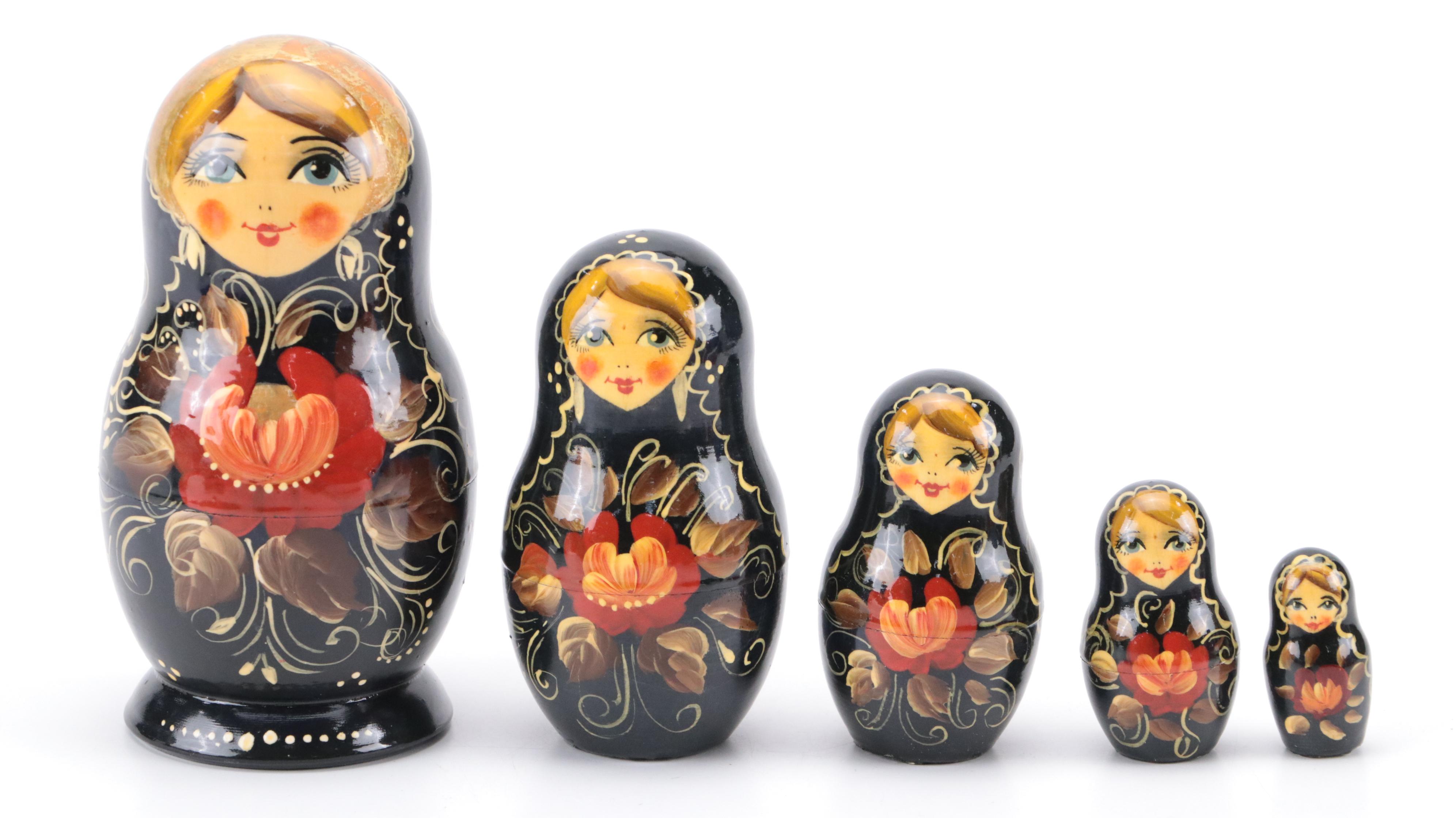 Signed Caenaho B Poccnn Matryoshka Doll With Other Russian Style ...