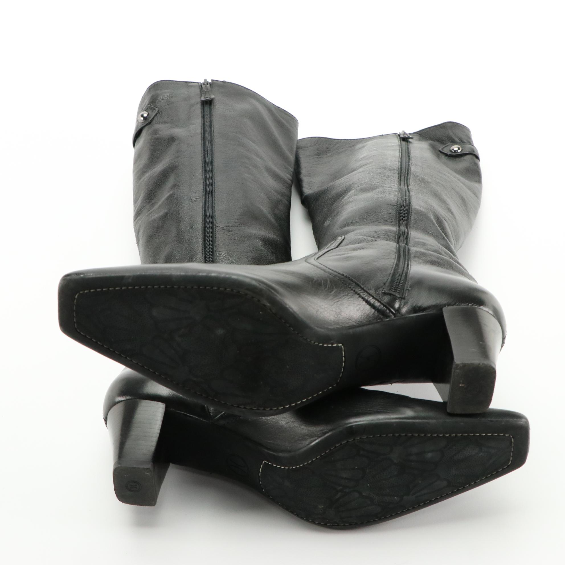 Cole Haan Black Leather Zip Boots