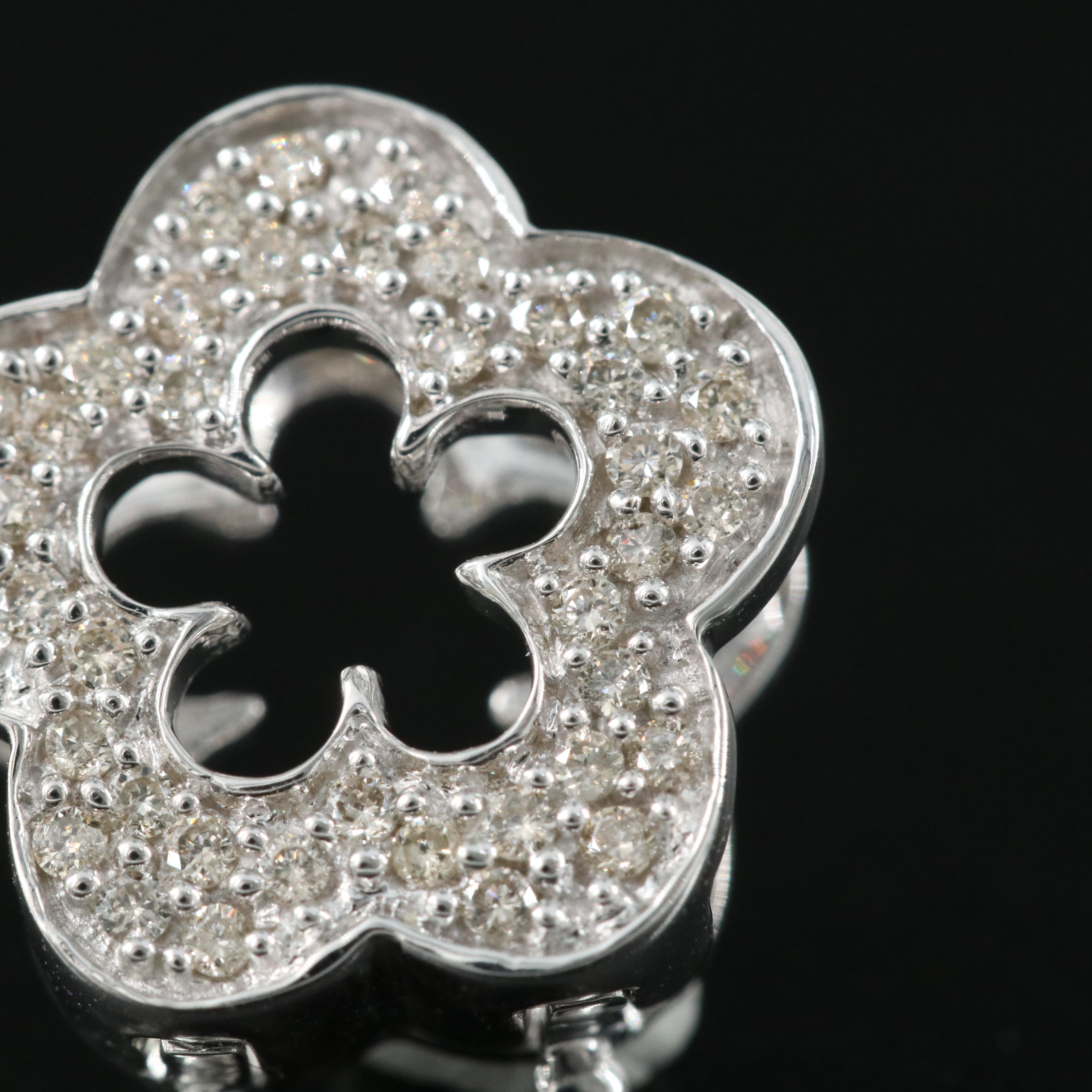 14K 0.20 CTW Diamond Flower Slide Pendants EBTH