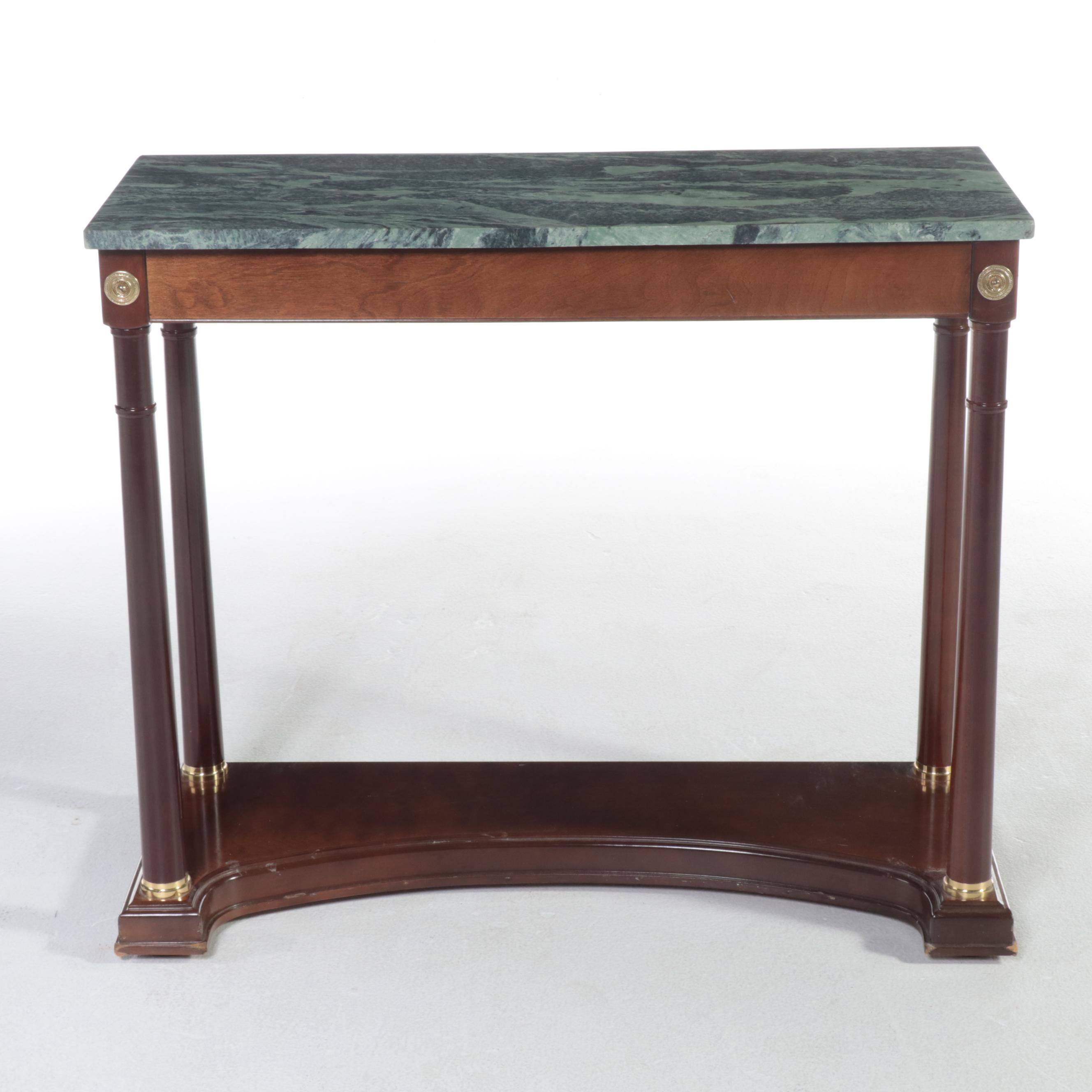 The Bombay Company Empire Style Mahogany-Stained and Marble Top Console Table