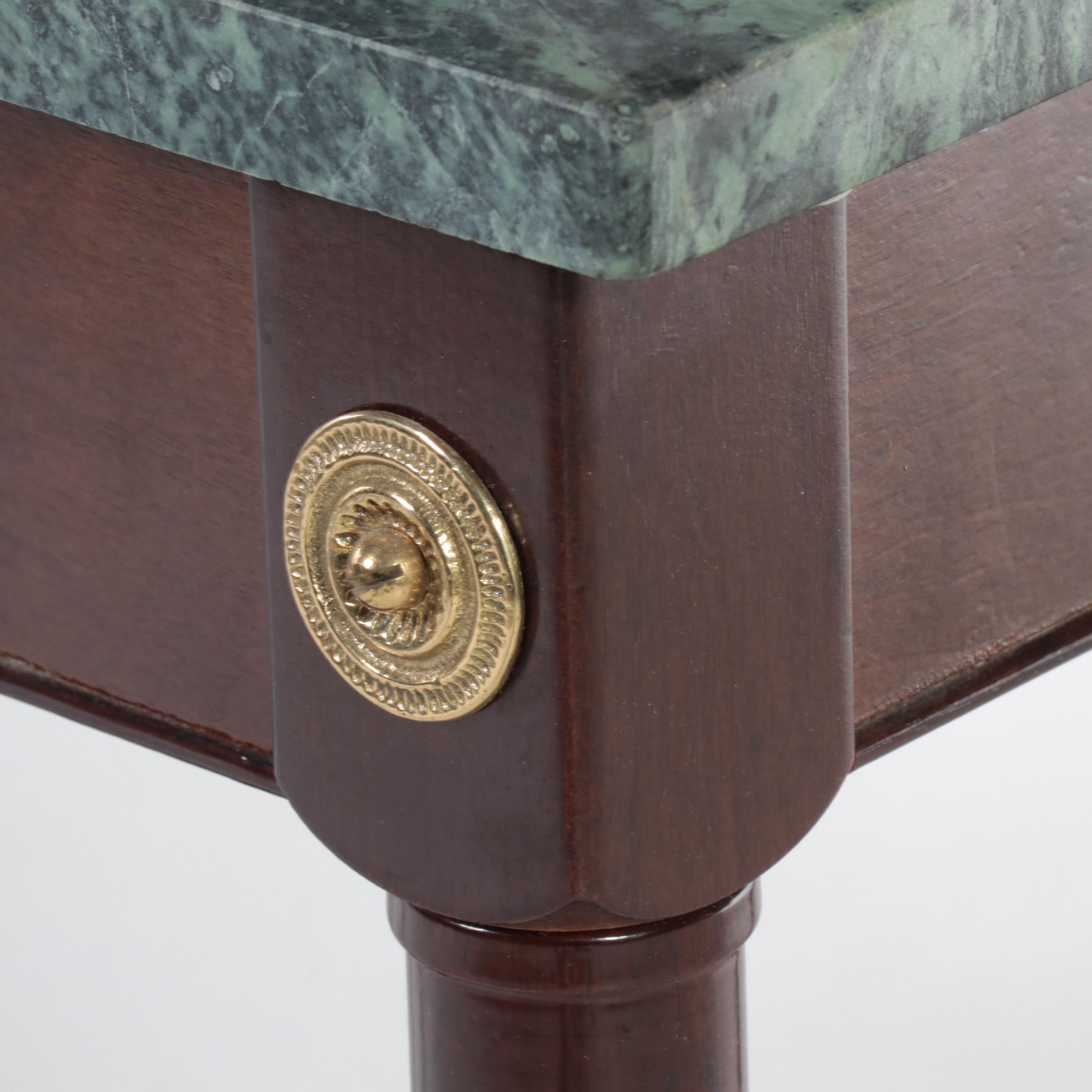 The Bombay Company Empire Style Mahogany-Stained and Marble Top Console Table