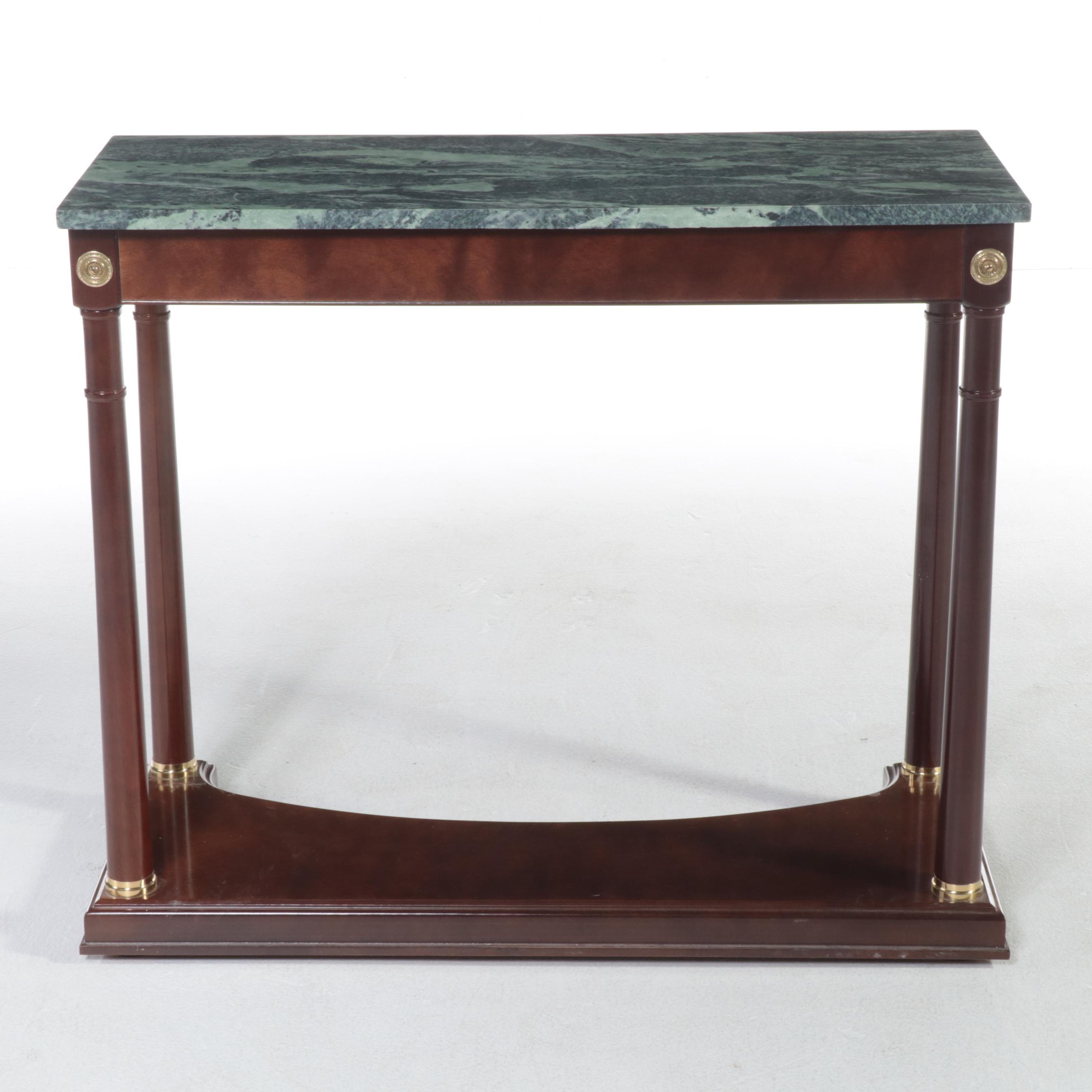 The Bombay Company Empire Style Mahogany-Stained and Marble Top Console Table