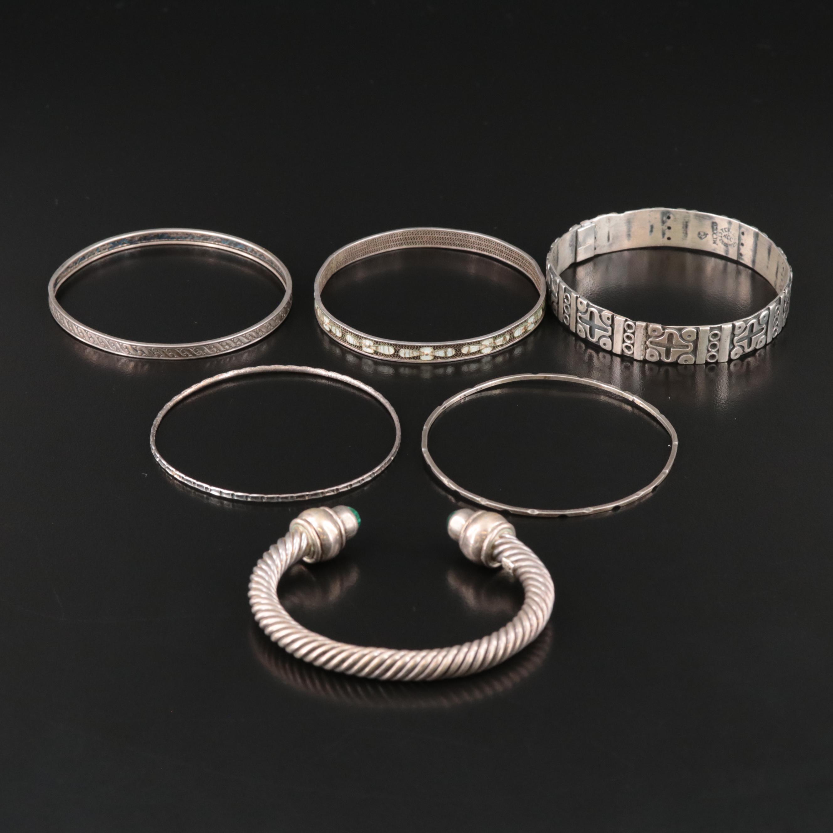 Sterling Bangles and Bracelets Including Mexican