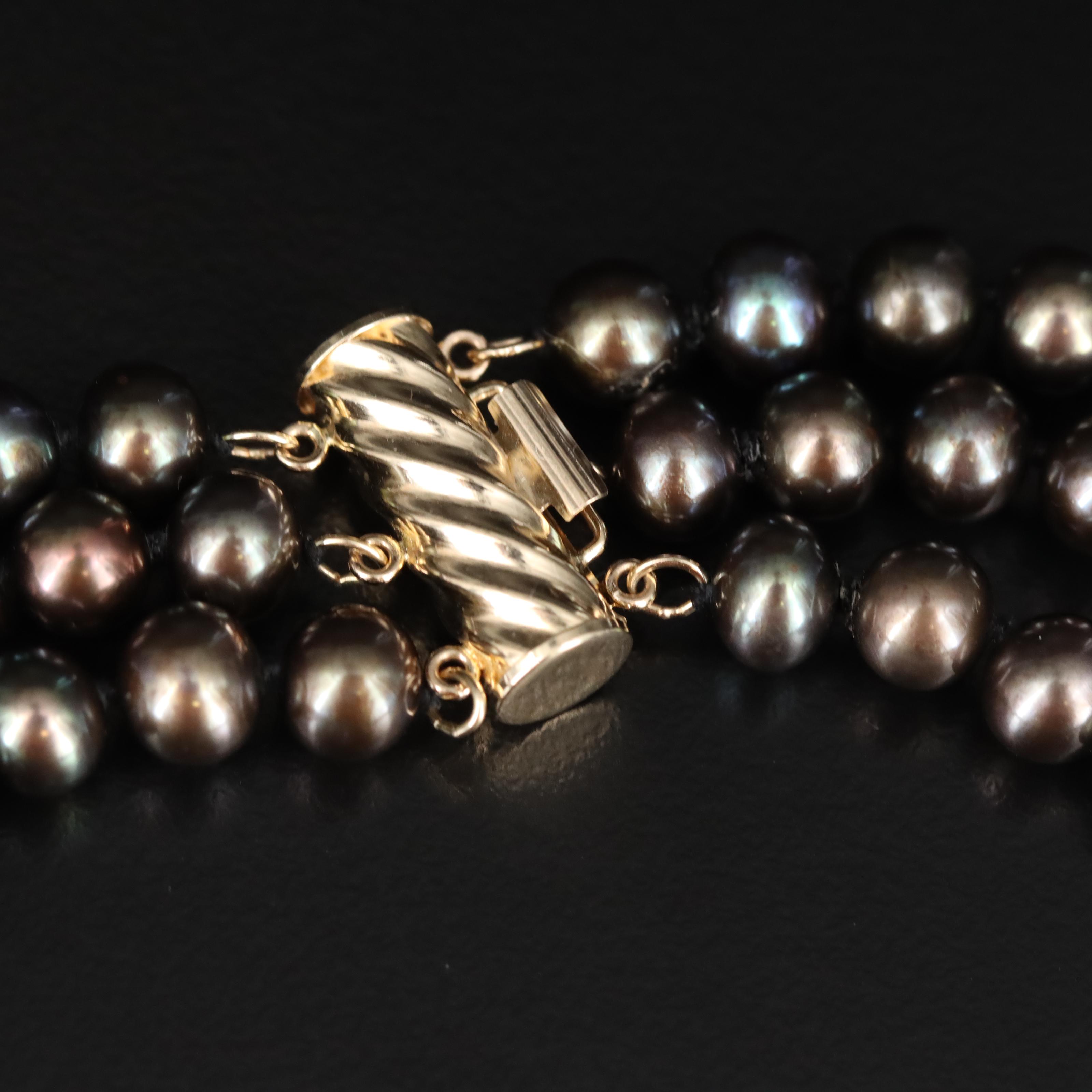 Triple Strand Pearl Layered Necklace with 14K Clasp