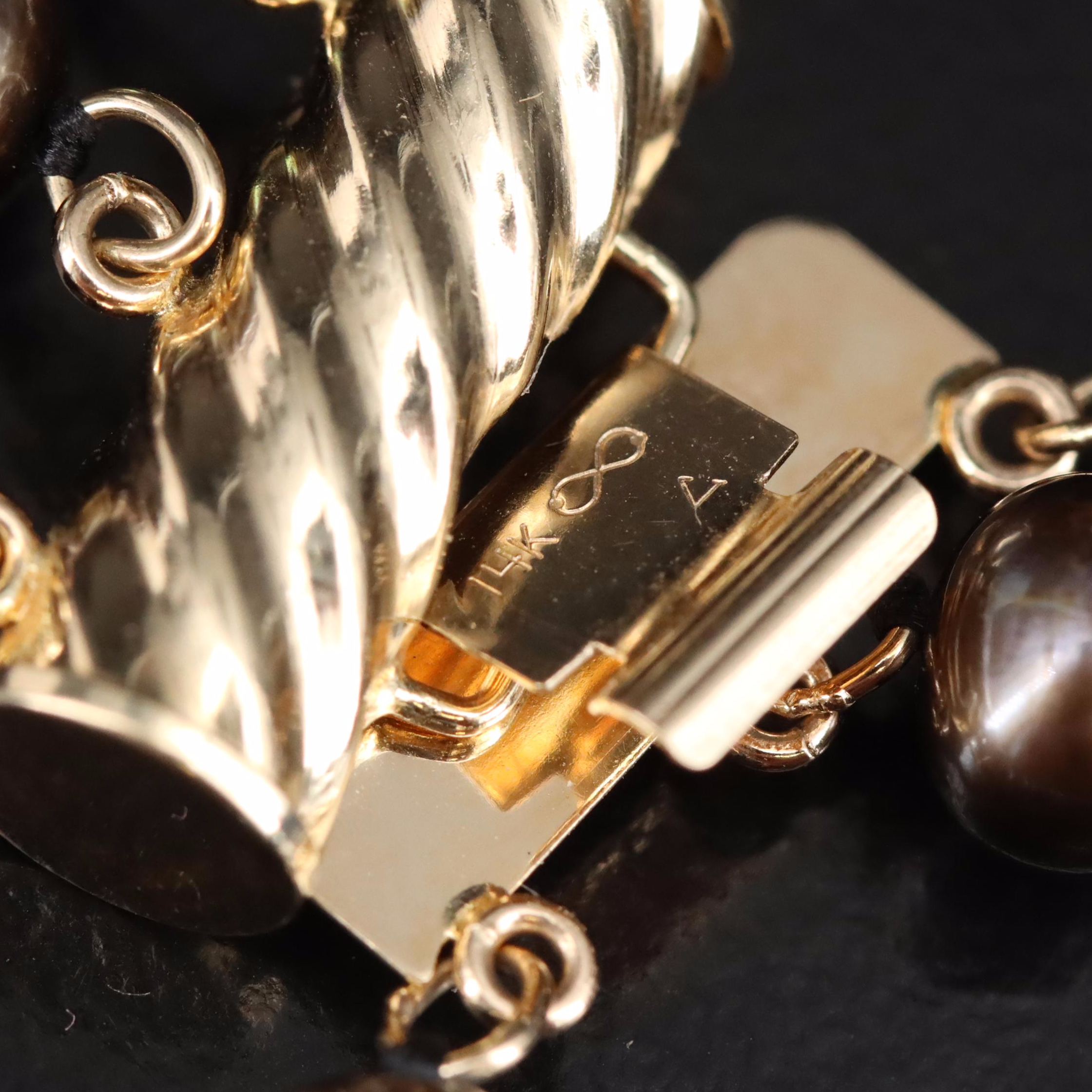 Triple Strand Pearl Layered Necklace with 14K Clasp