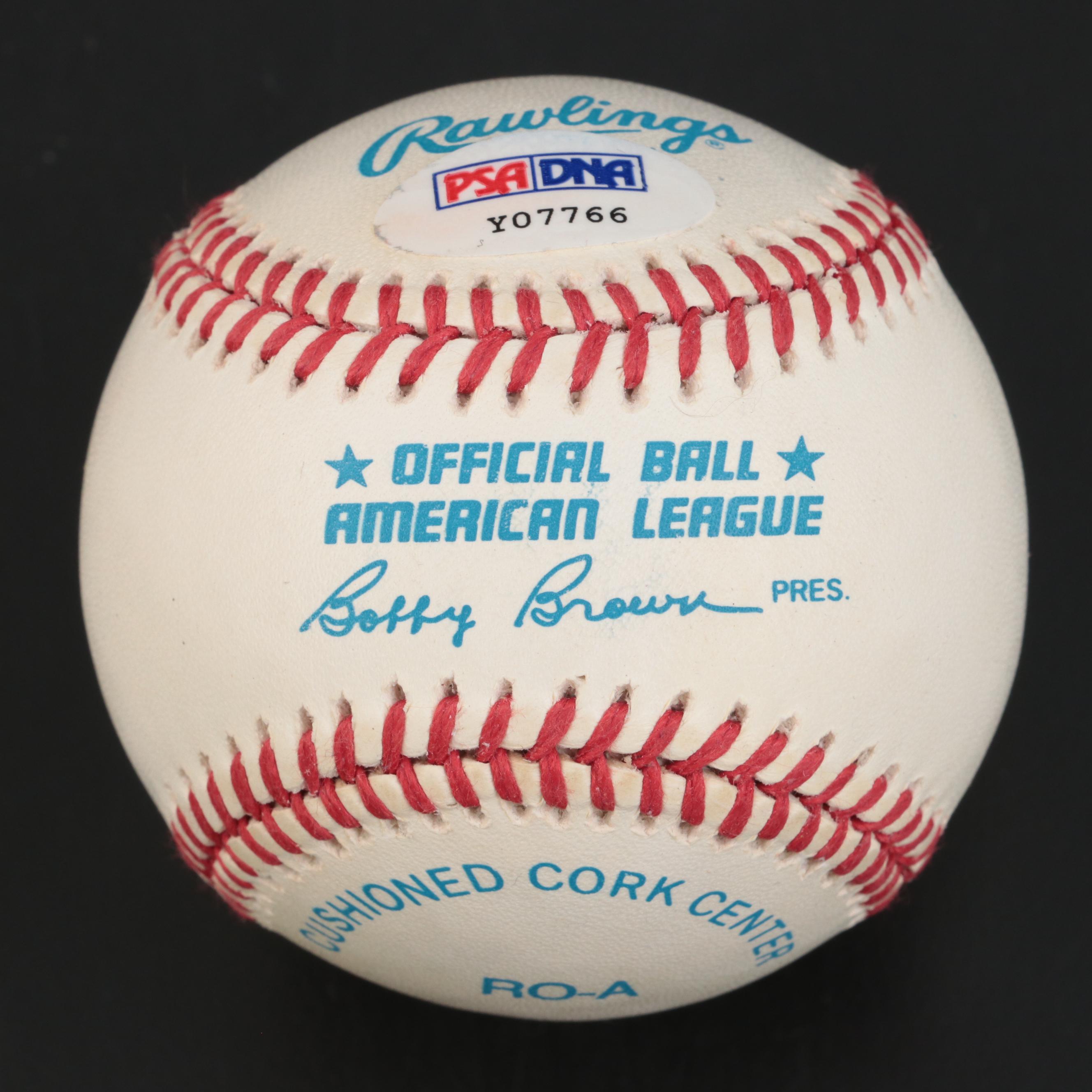 Ted Williams Signed Rawlings Official American League Baseball with Display