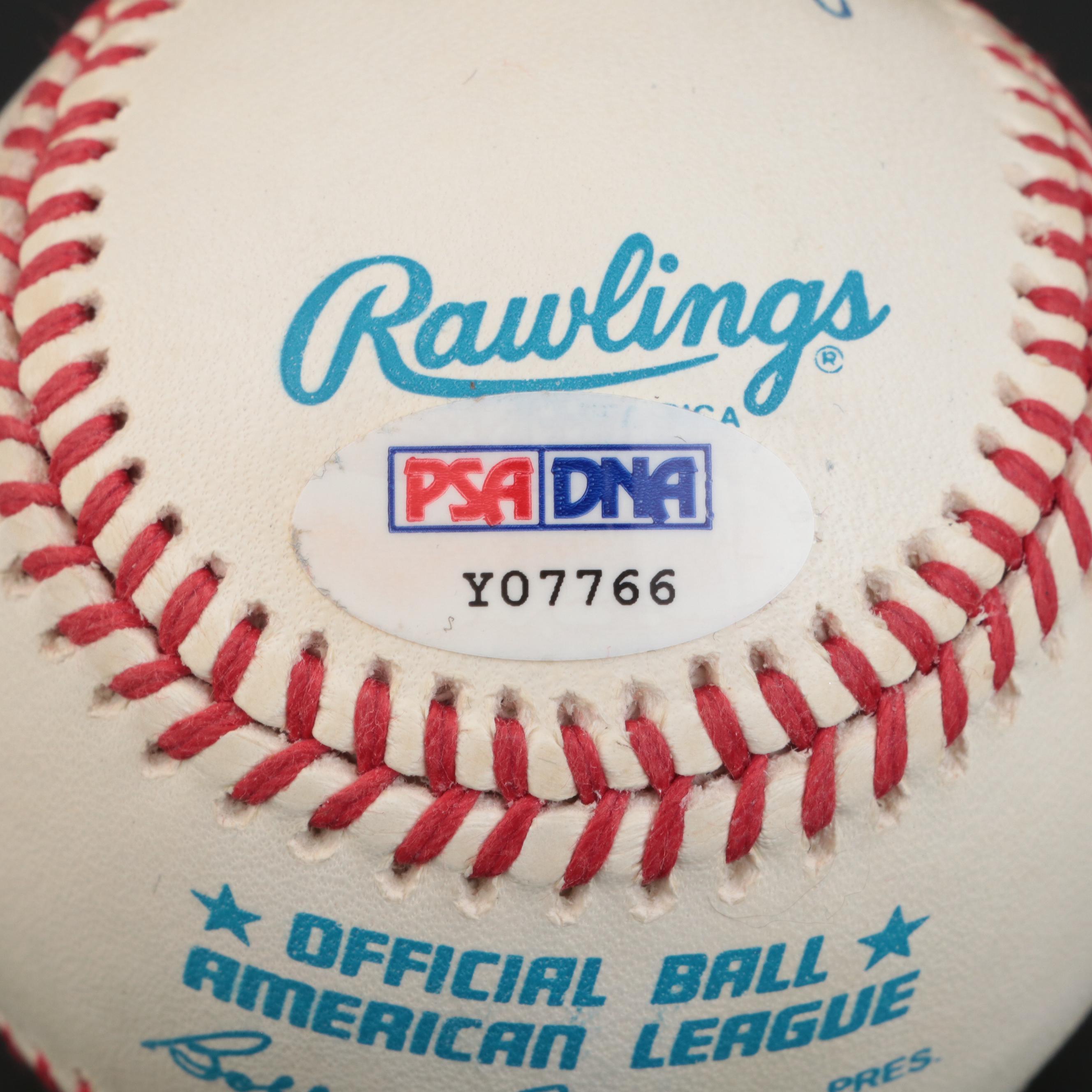 Ted Williams Signed Rawlings Official American League Baseball with Display