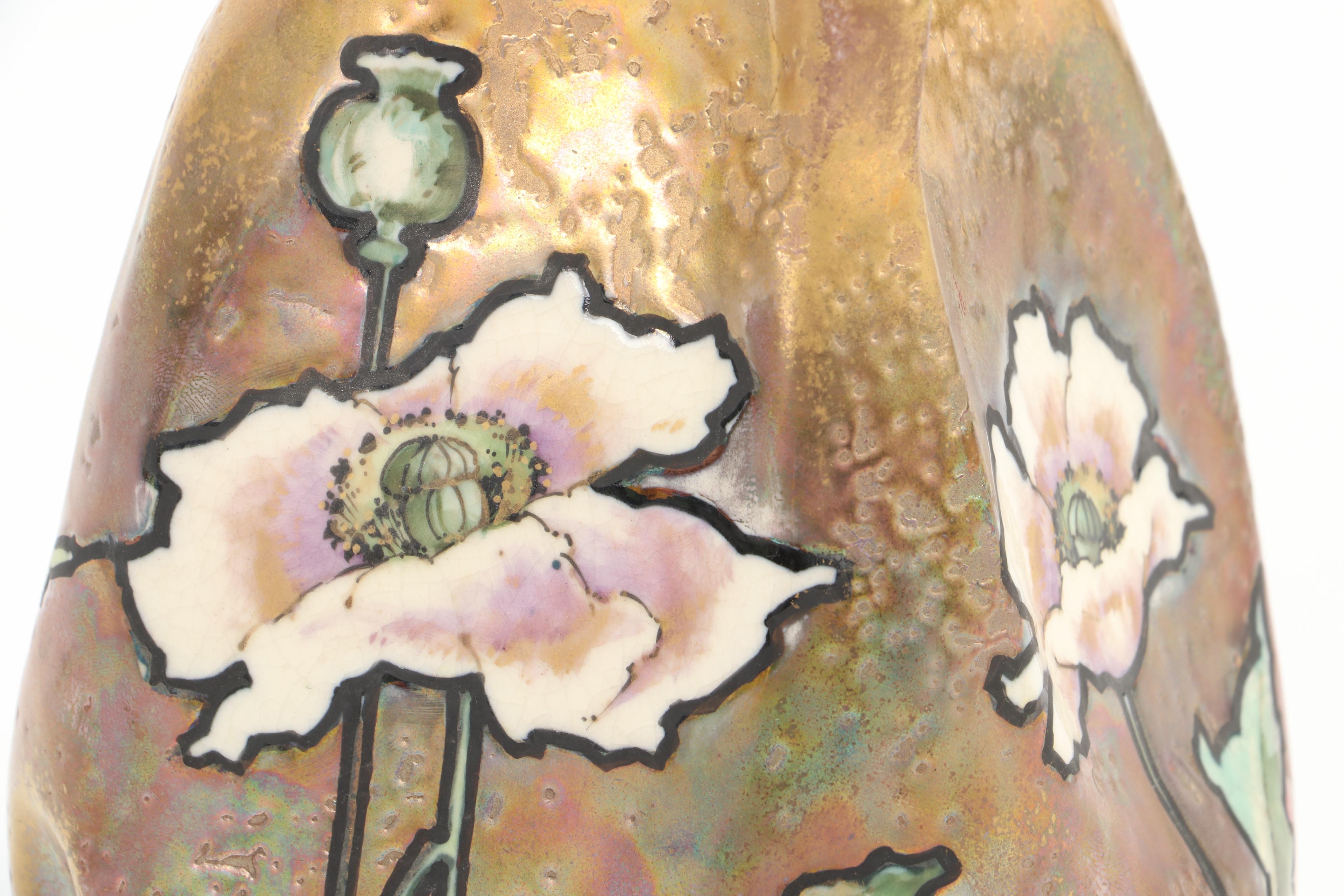 Riessner, Stellmacher & Kessel Glazed Gilt Porcelain Vase