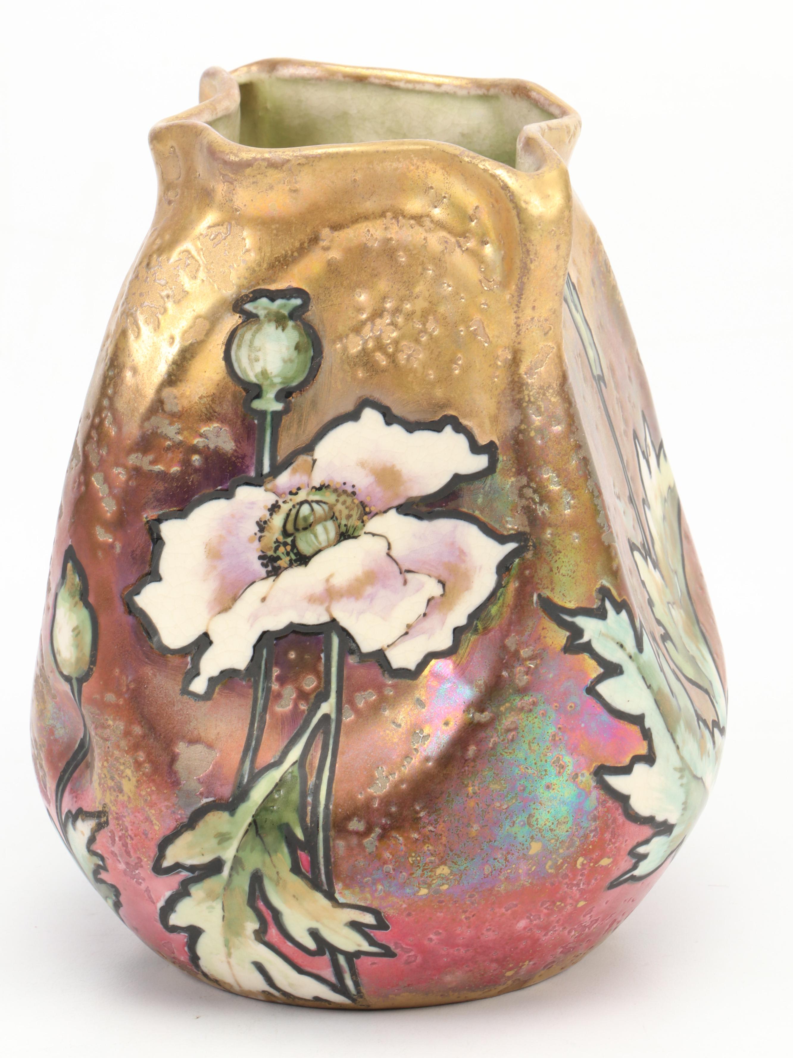 Riessner, Stellmacher & Kessel Glazed Gilt Porcelain Vase