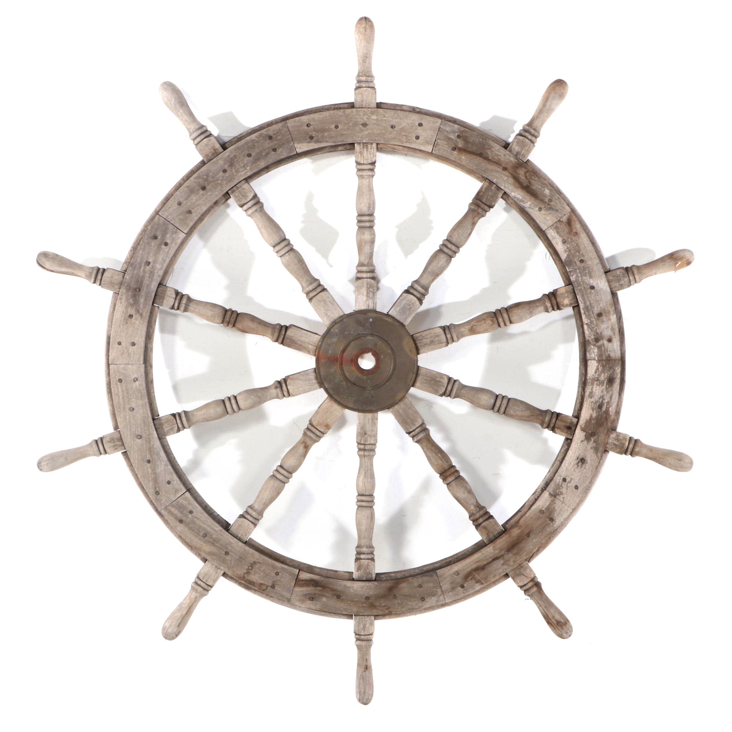 Wood and Metal Ship Captain's Wheel