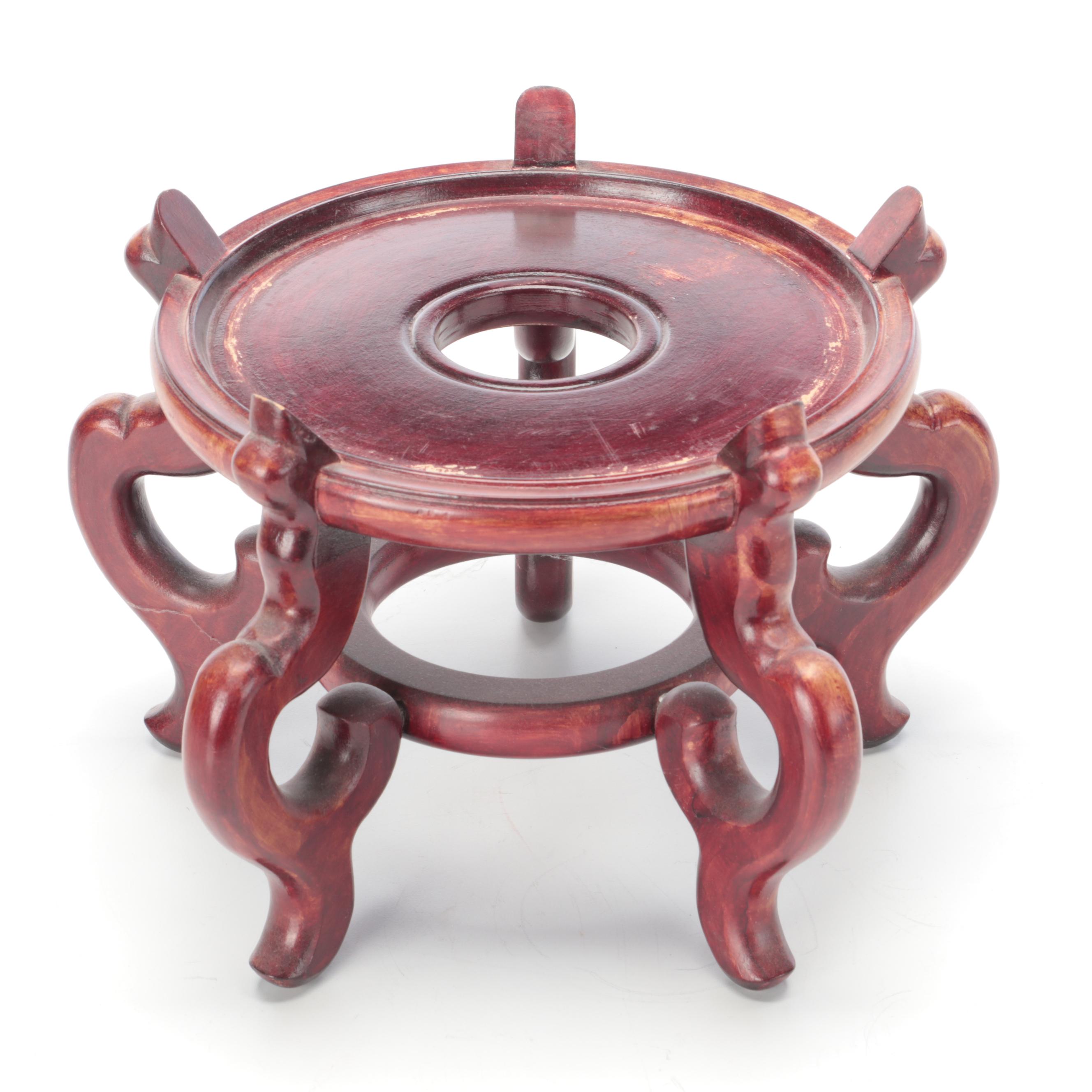 Chinese Porcelain Fishbowl  Planter with Wooden Stand