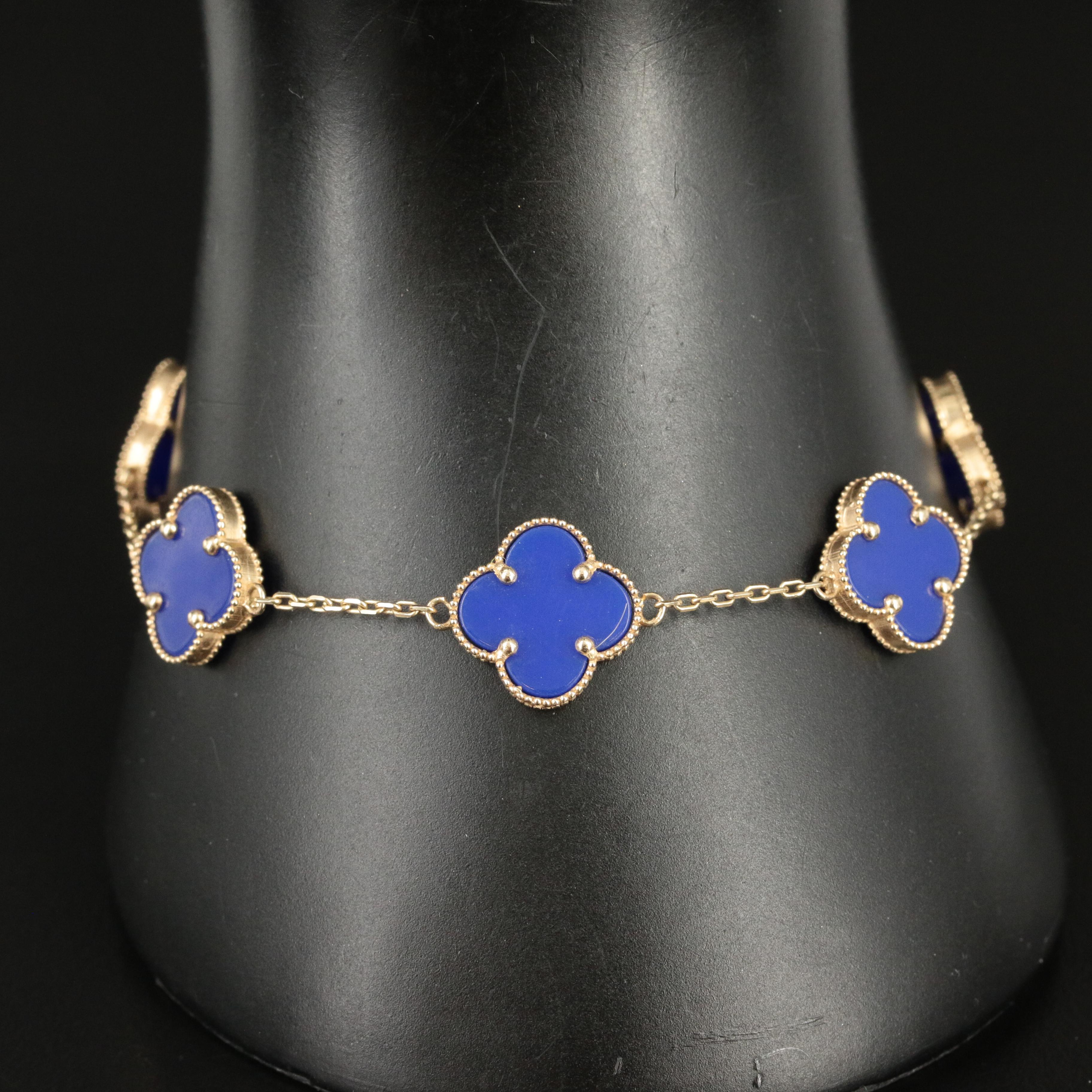 14K Glass Quatrefoil Bracelet
