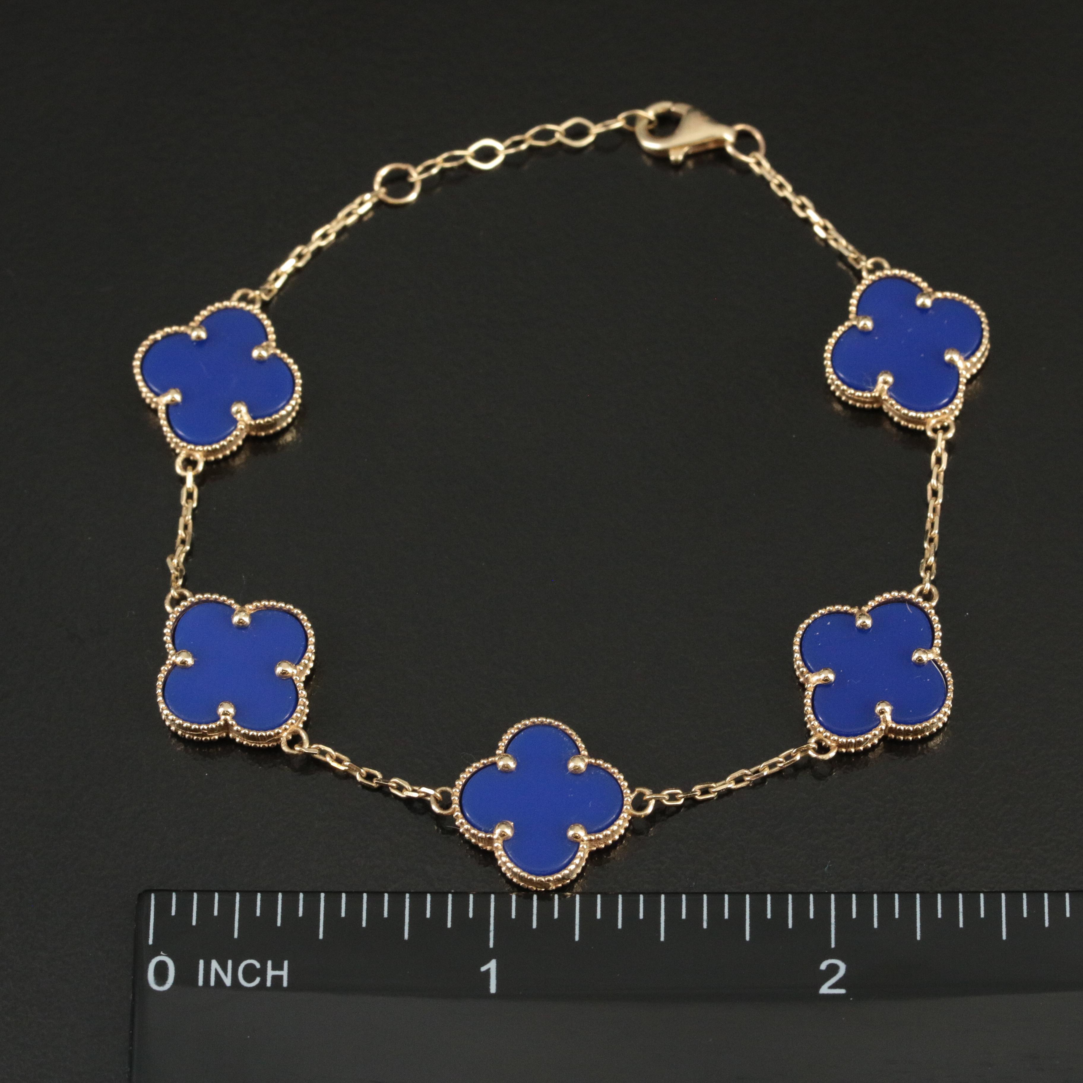 14K Glass Quatrefoil Bracelet