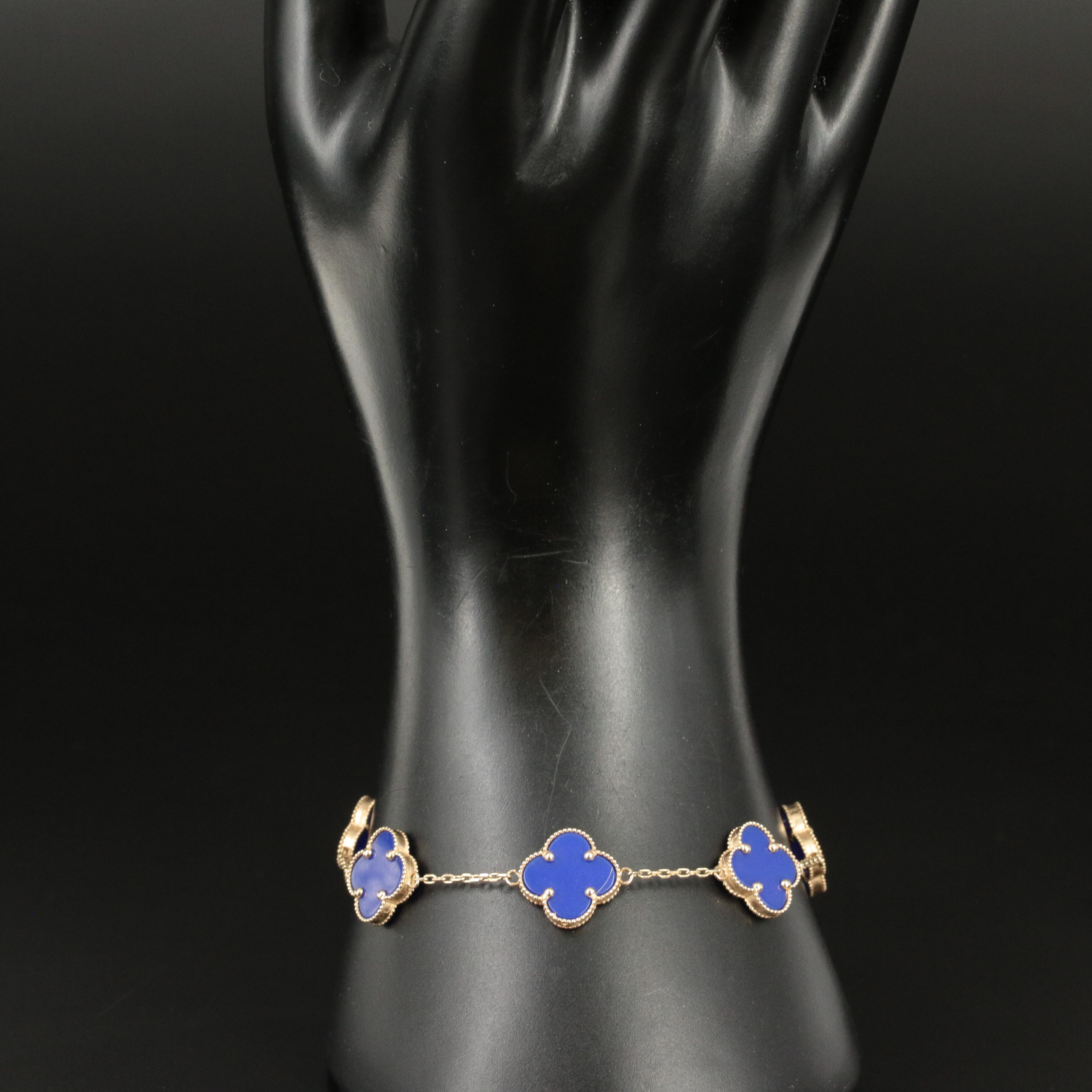 14K Glass Quatrefoil Bracelet