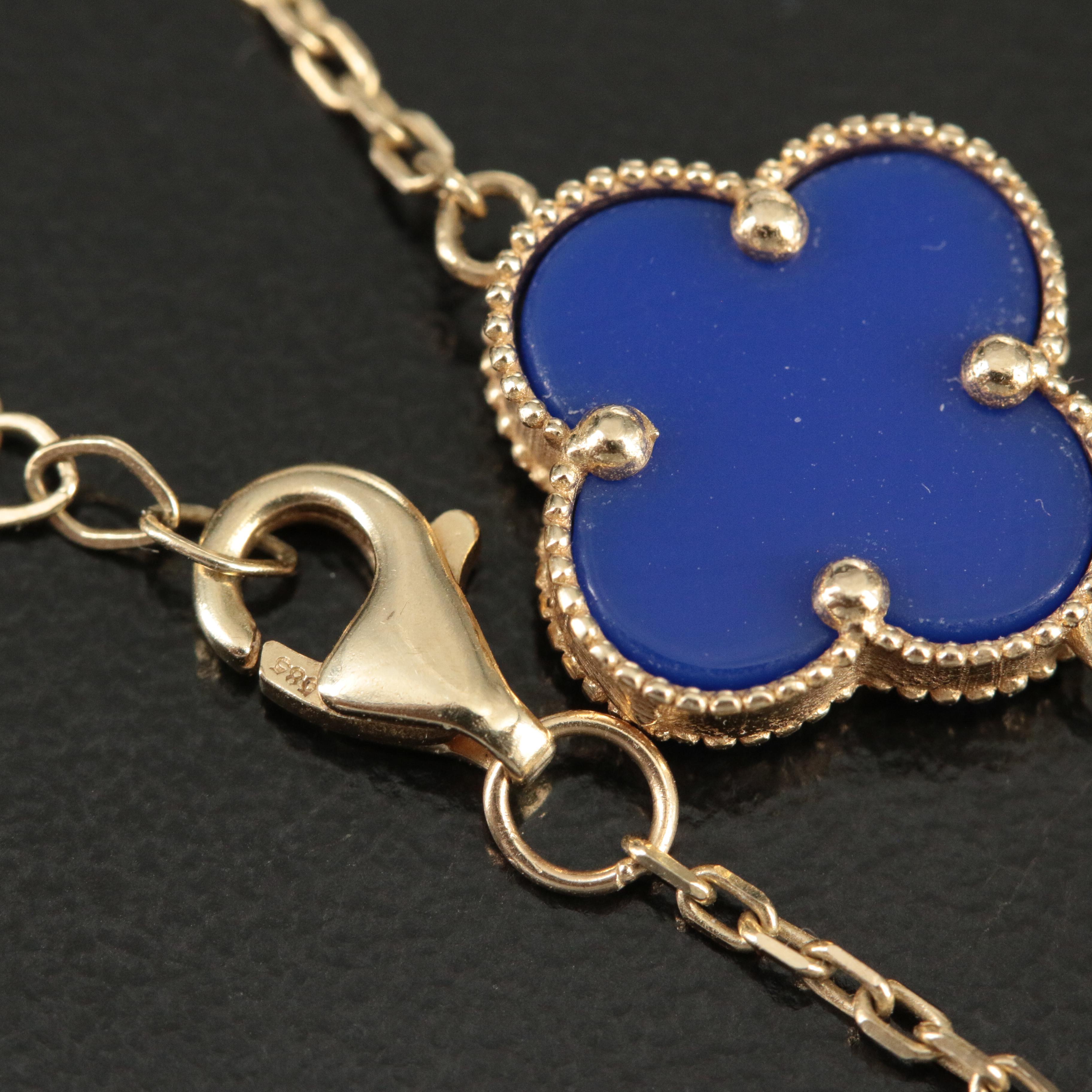 14K Glass Quatrefoil Bracelet