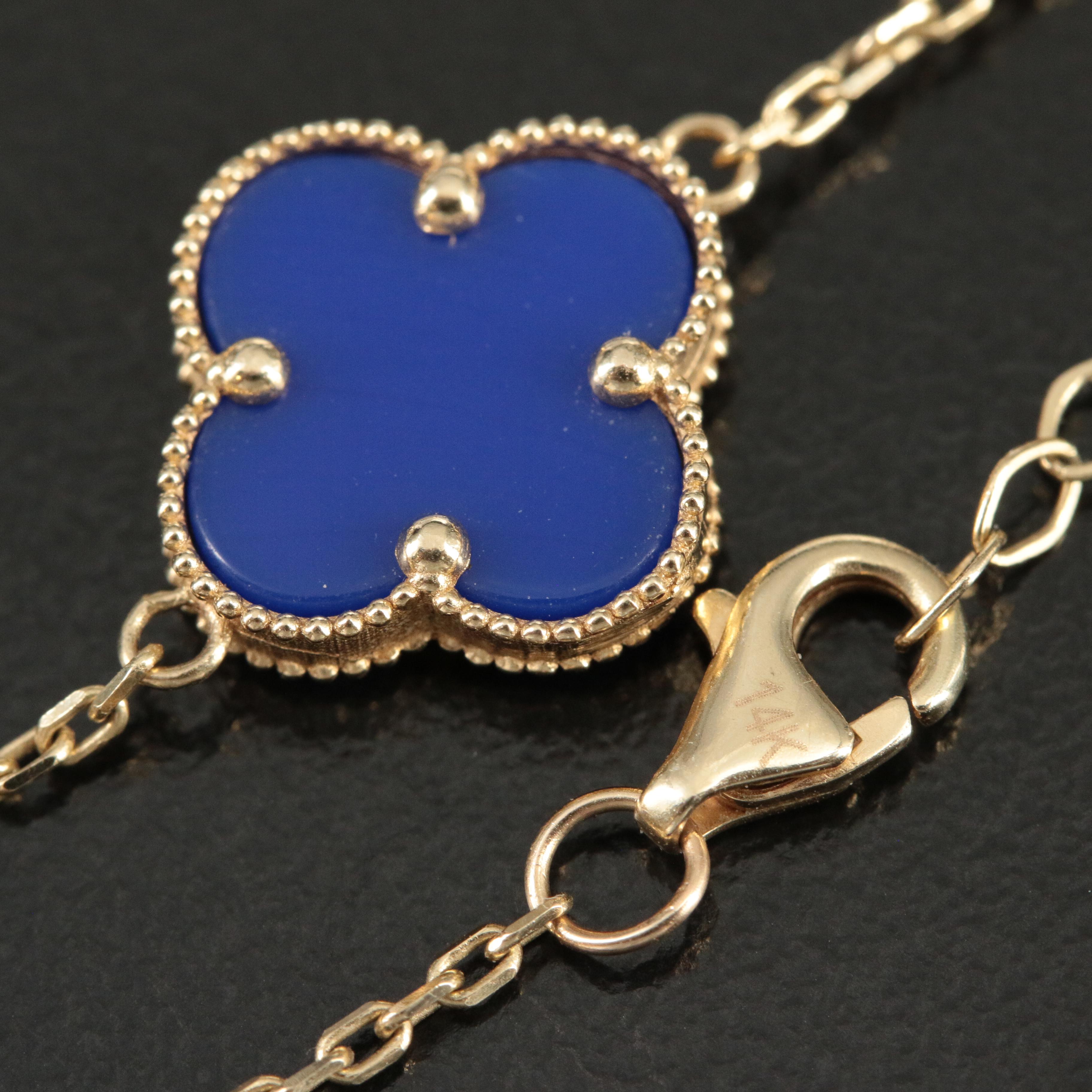14K Glass Quatrefoil Bracelet
