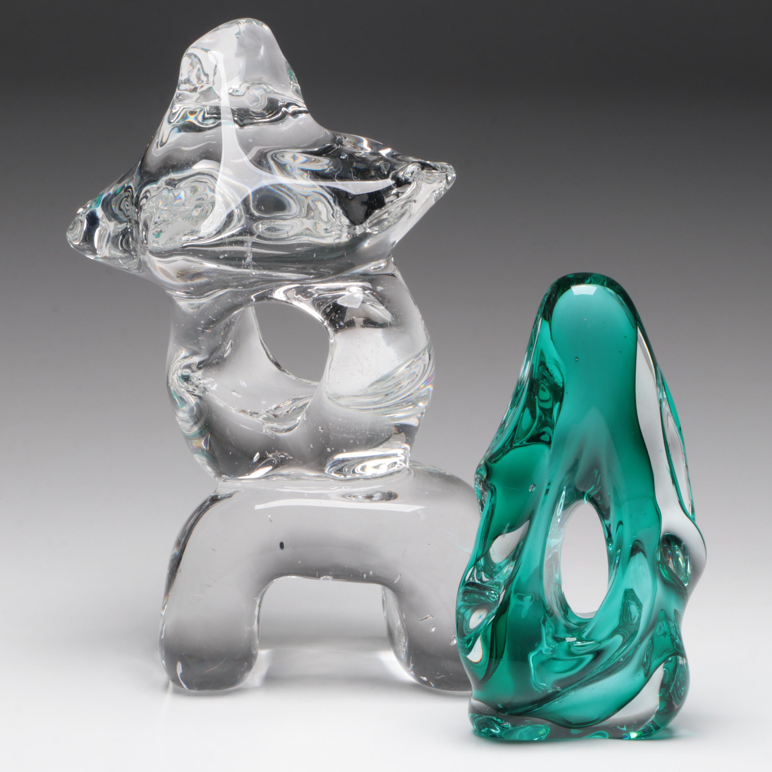 Handcrafted Studio Art Glass Pagoda with Other Abstract Art Glass Sculpture