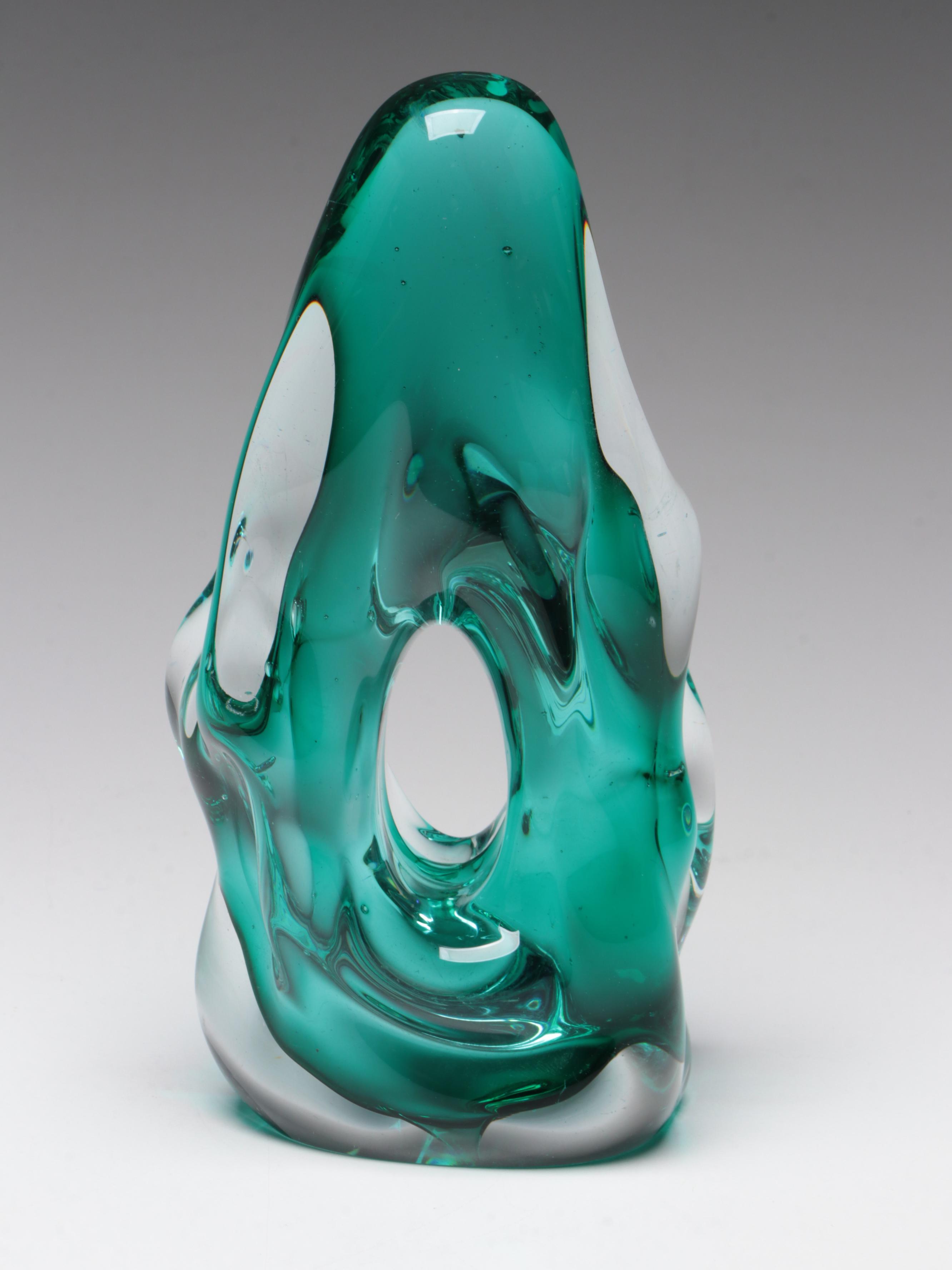 Handcrafted Studio Art Glass Pagoda with Other Abstract Art Glass Sculpture