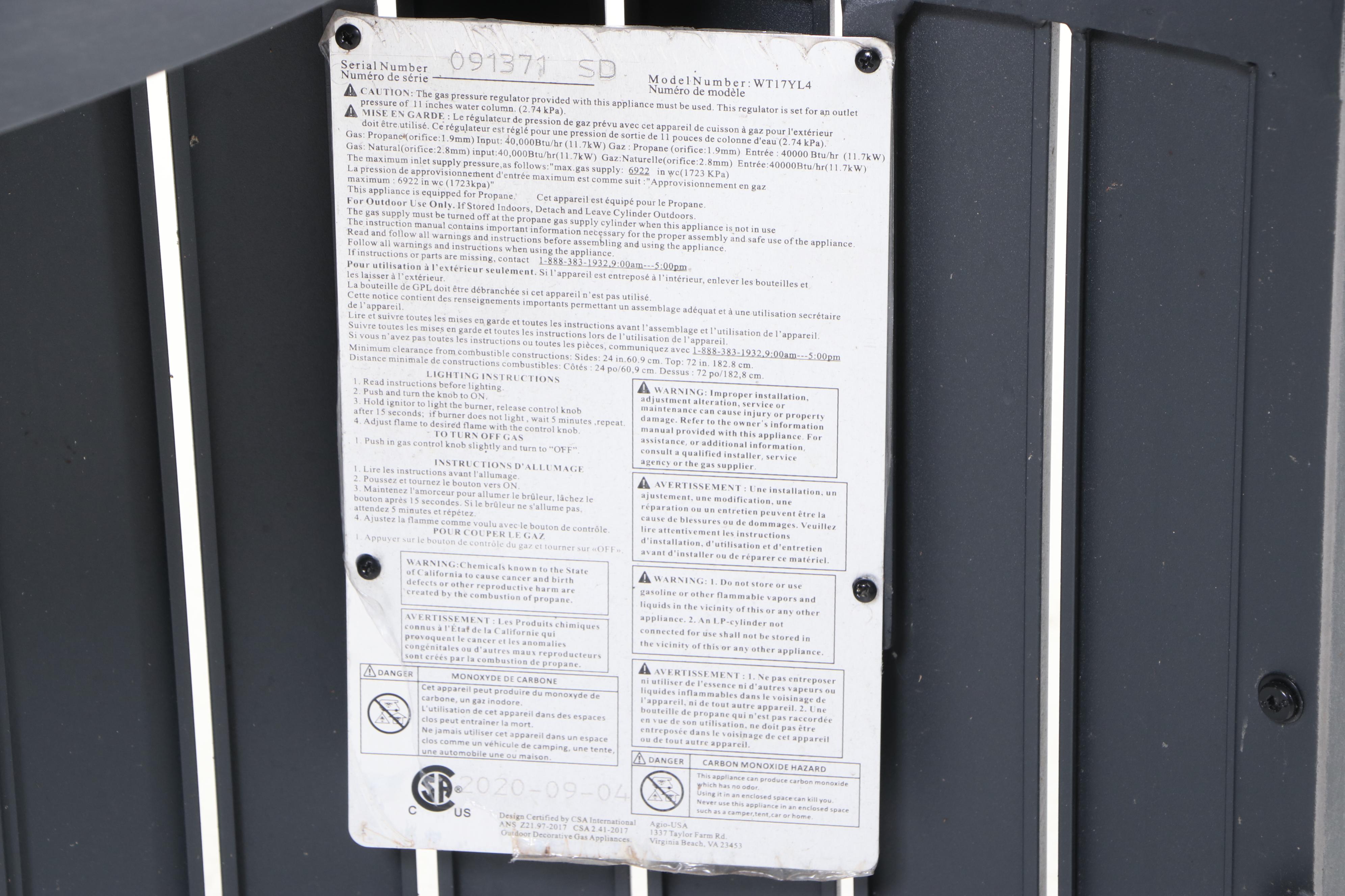 Agio Powder-Coated Aluminum 40,000 BTU Propane Outdoor Fire Pit Table