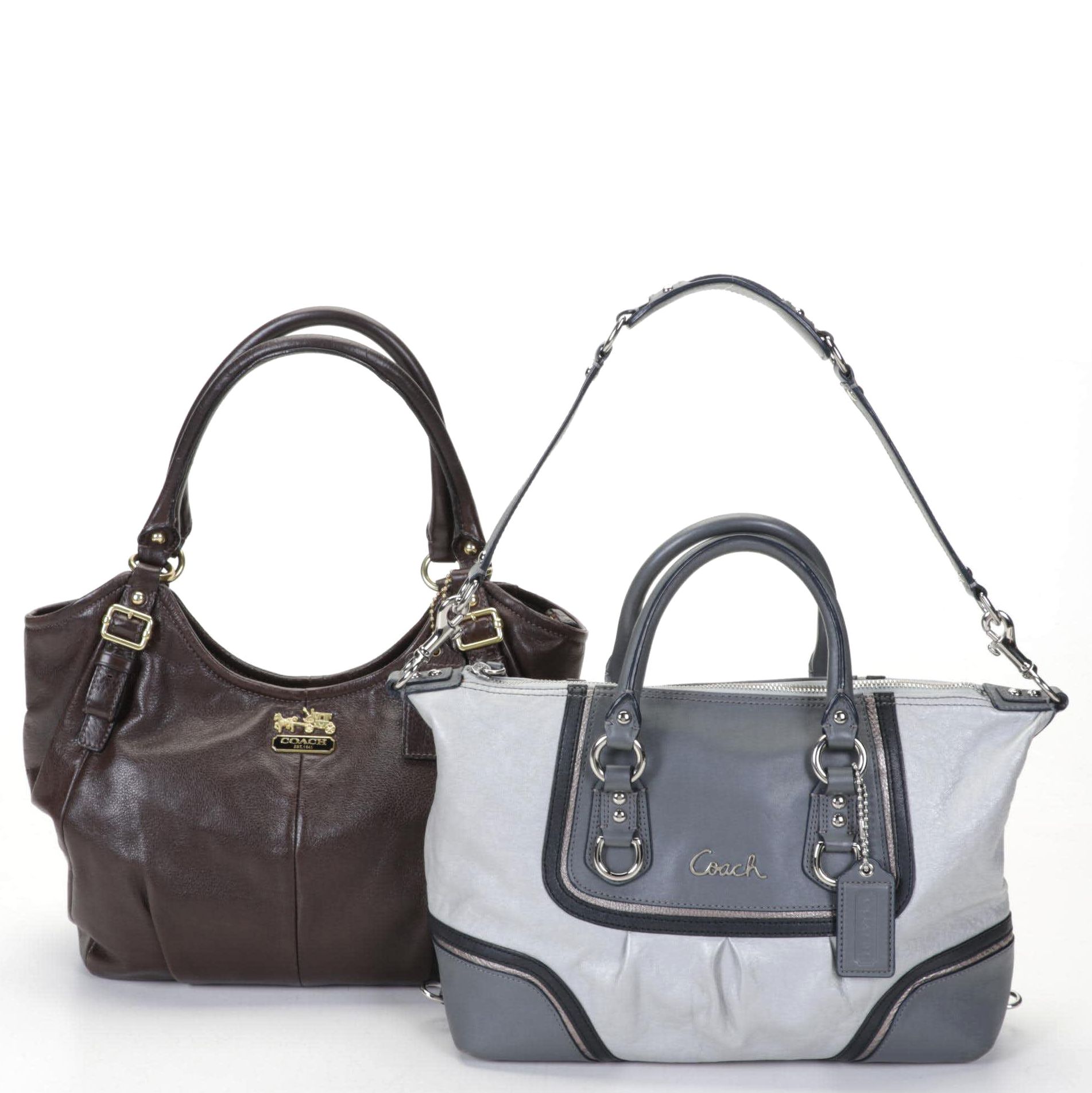 Coach Gray and Brown Leather Shoulder Bags