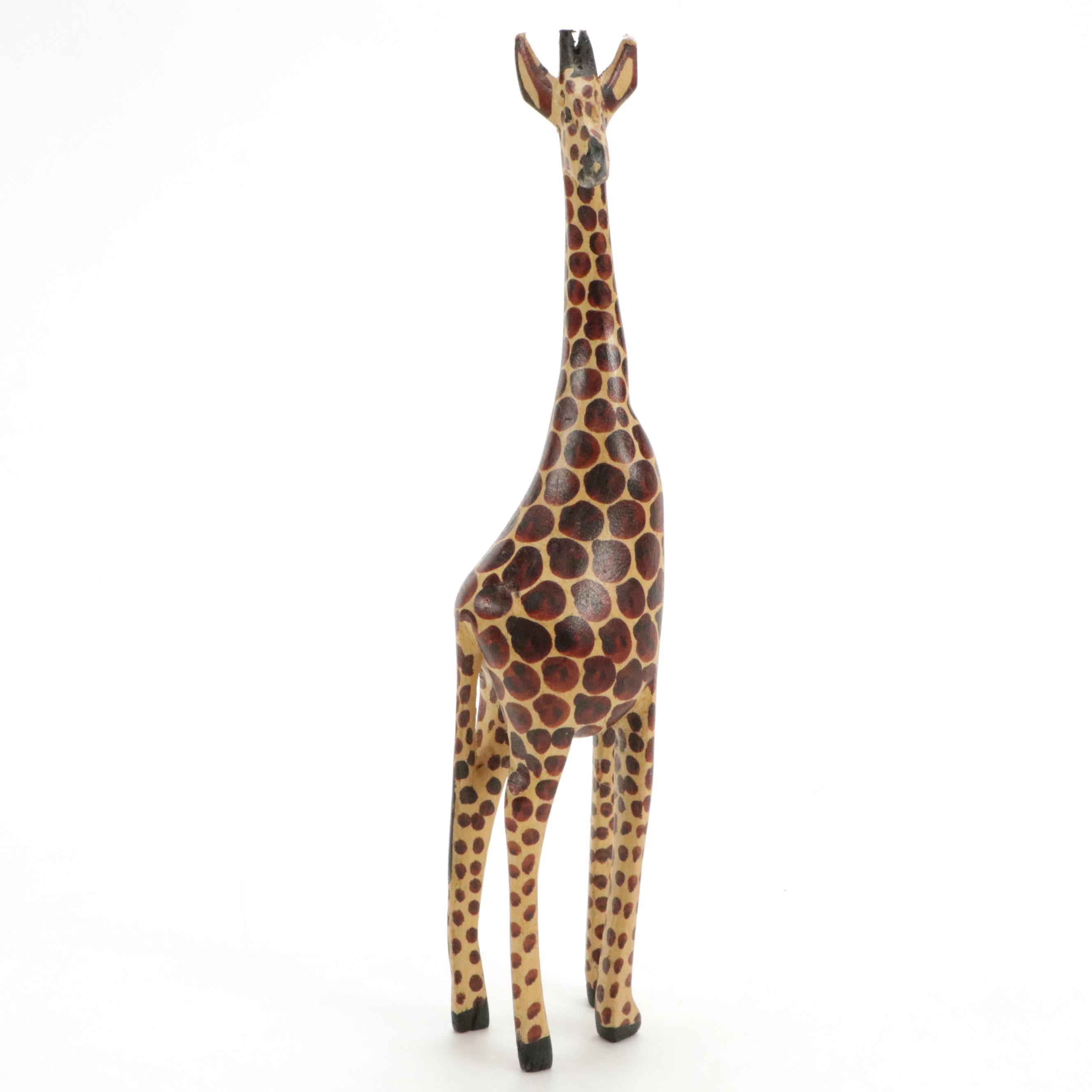 Kenyan Hand-Carved Giraffe Figurines with Sarna Bell