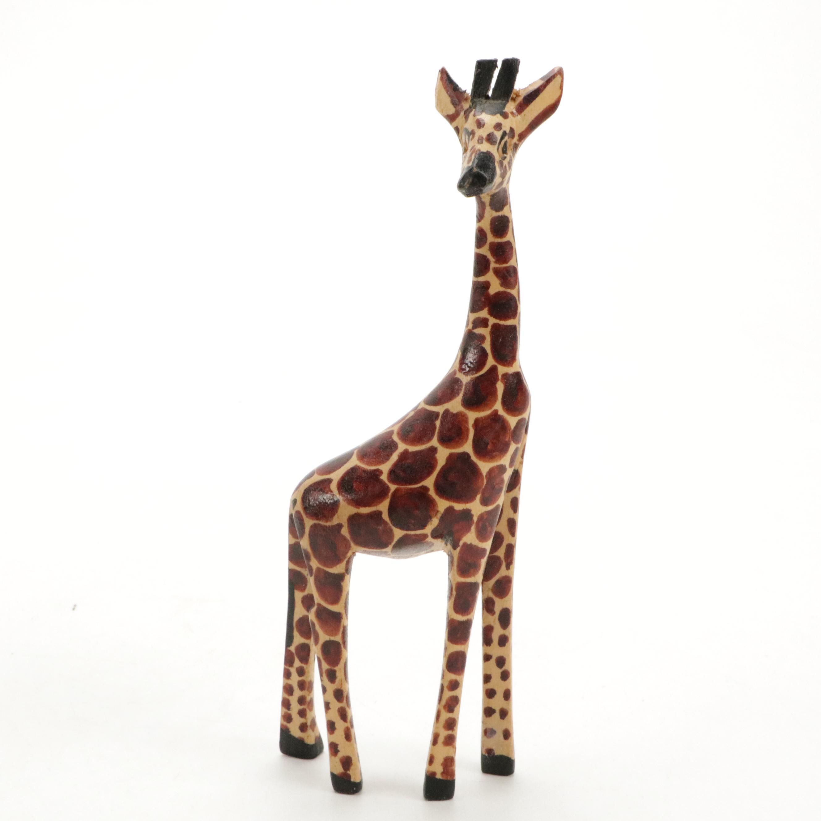 Kenyan Hand-Carved Giraffe Figurines with Sarna Bell