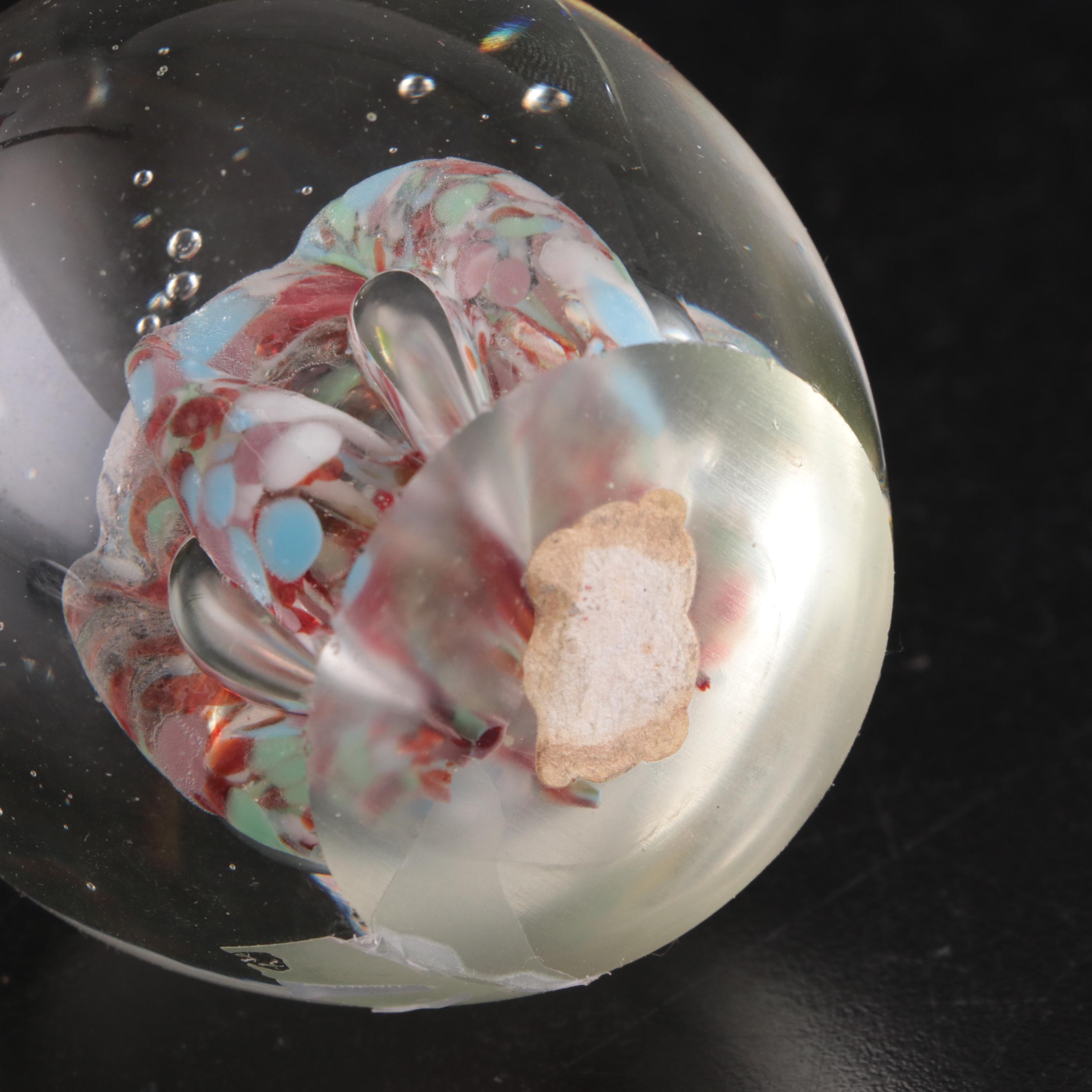 Apple Shaped Glass Paperweight with Rose Motif Glass Paperweight with More