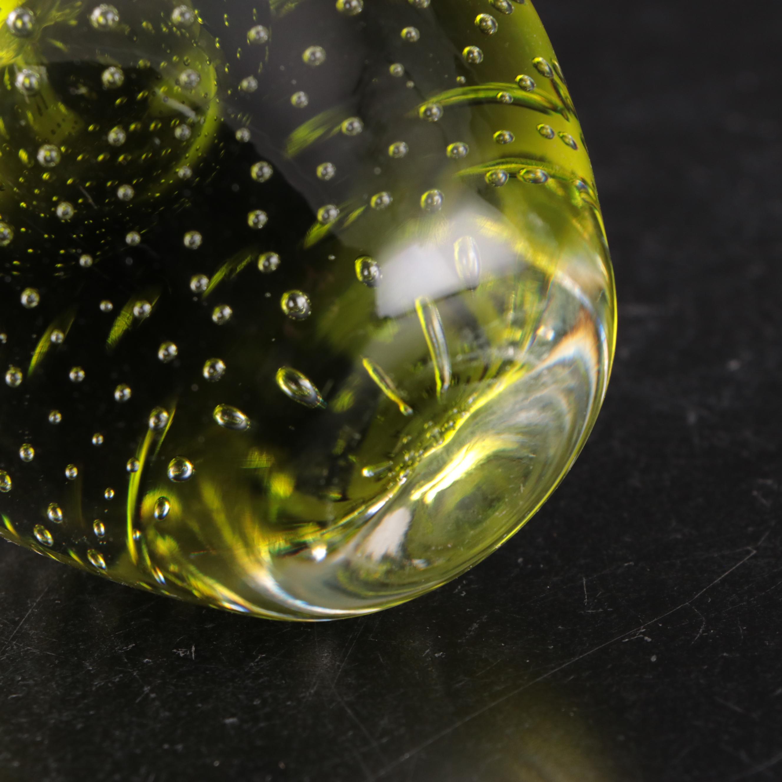 Apple Shaped Glass Paperweight with Rose Motif Glass Paperweight with More