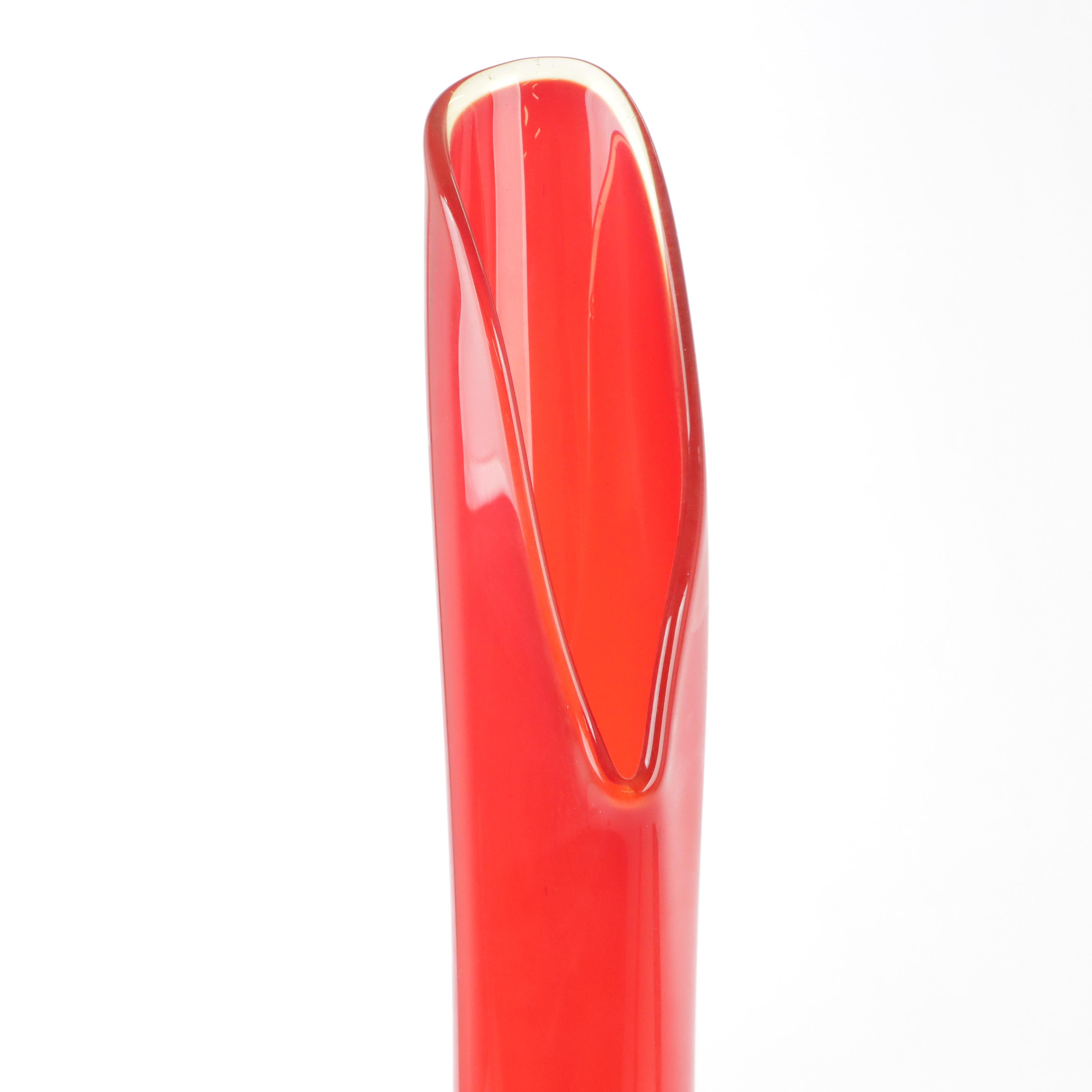 Viking Swung Glass Three Foil Vase, 1960 and Viking Glass Floor Vase